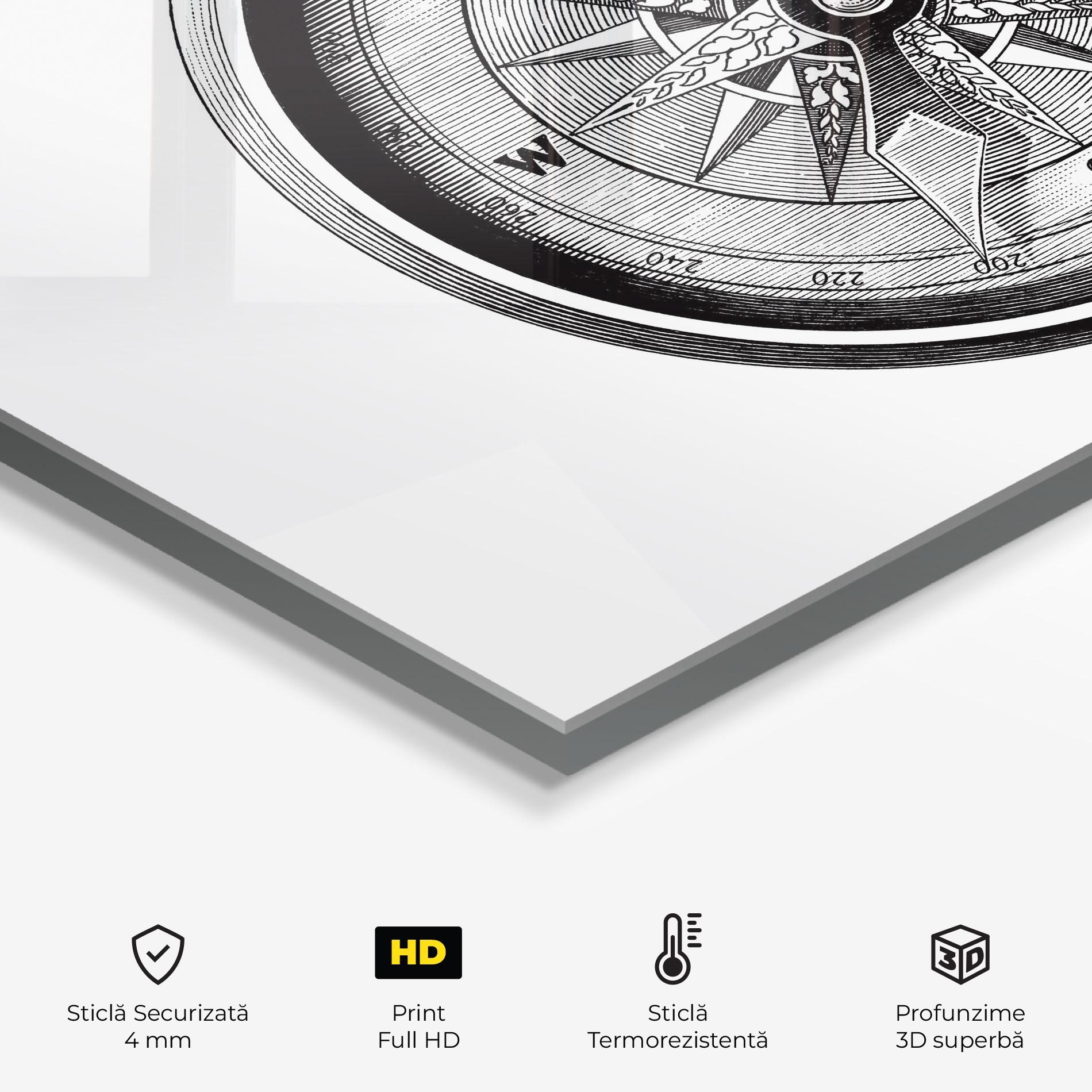 Panou Sticla Bucatarie Black Compass mockup 2