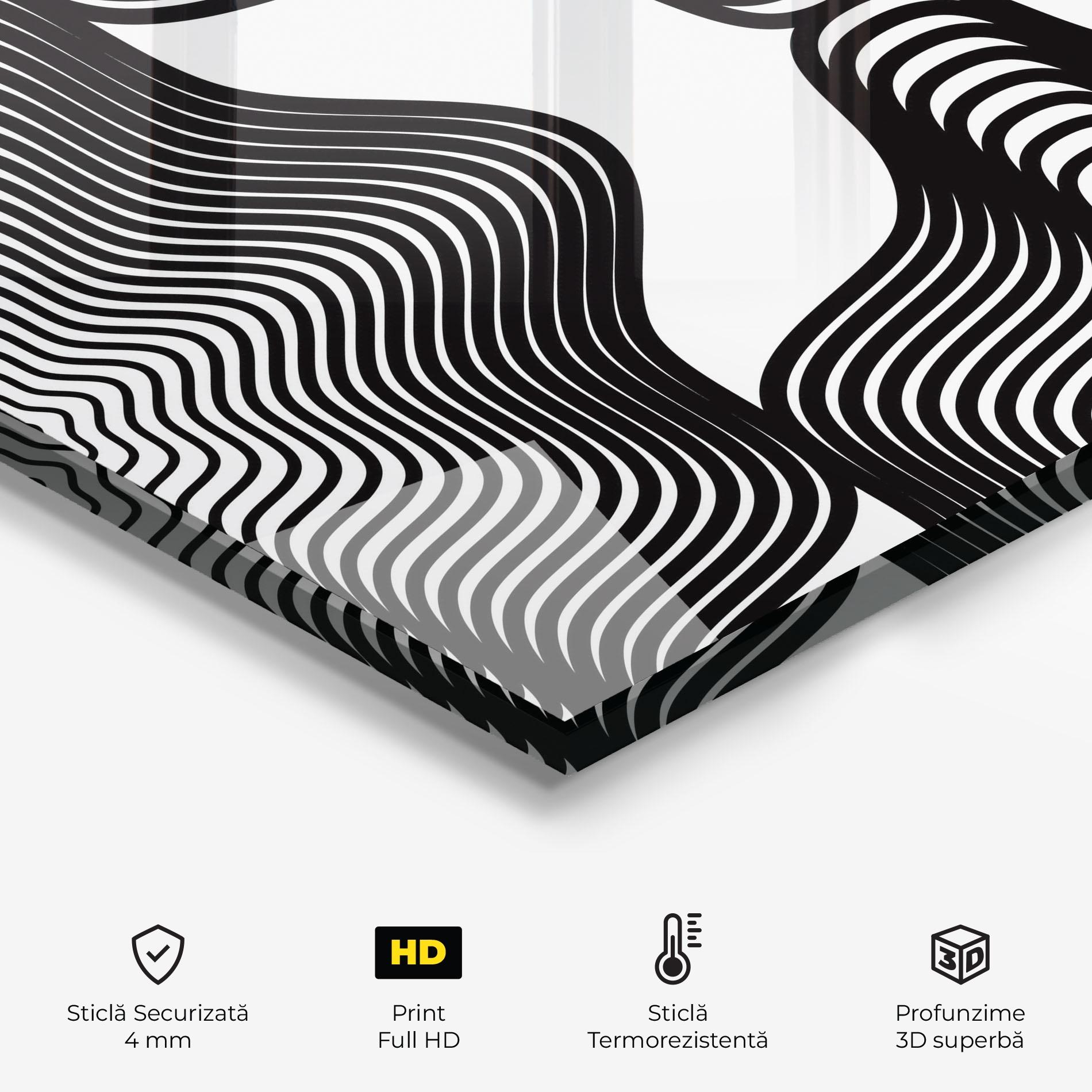 Panou Sticla Bucatarie Black Line Pattern mockup 2