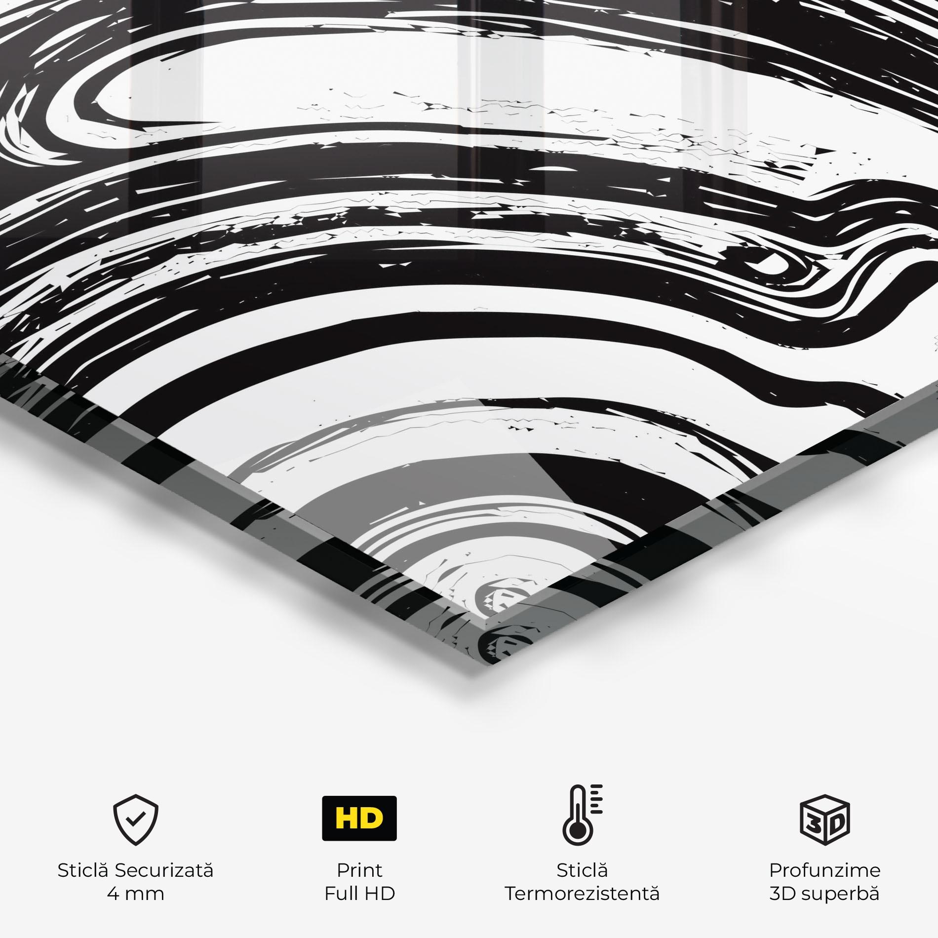 Panou Sticla Bucatarie Black Liquid White mockup 2