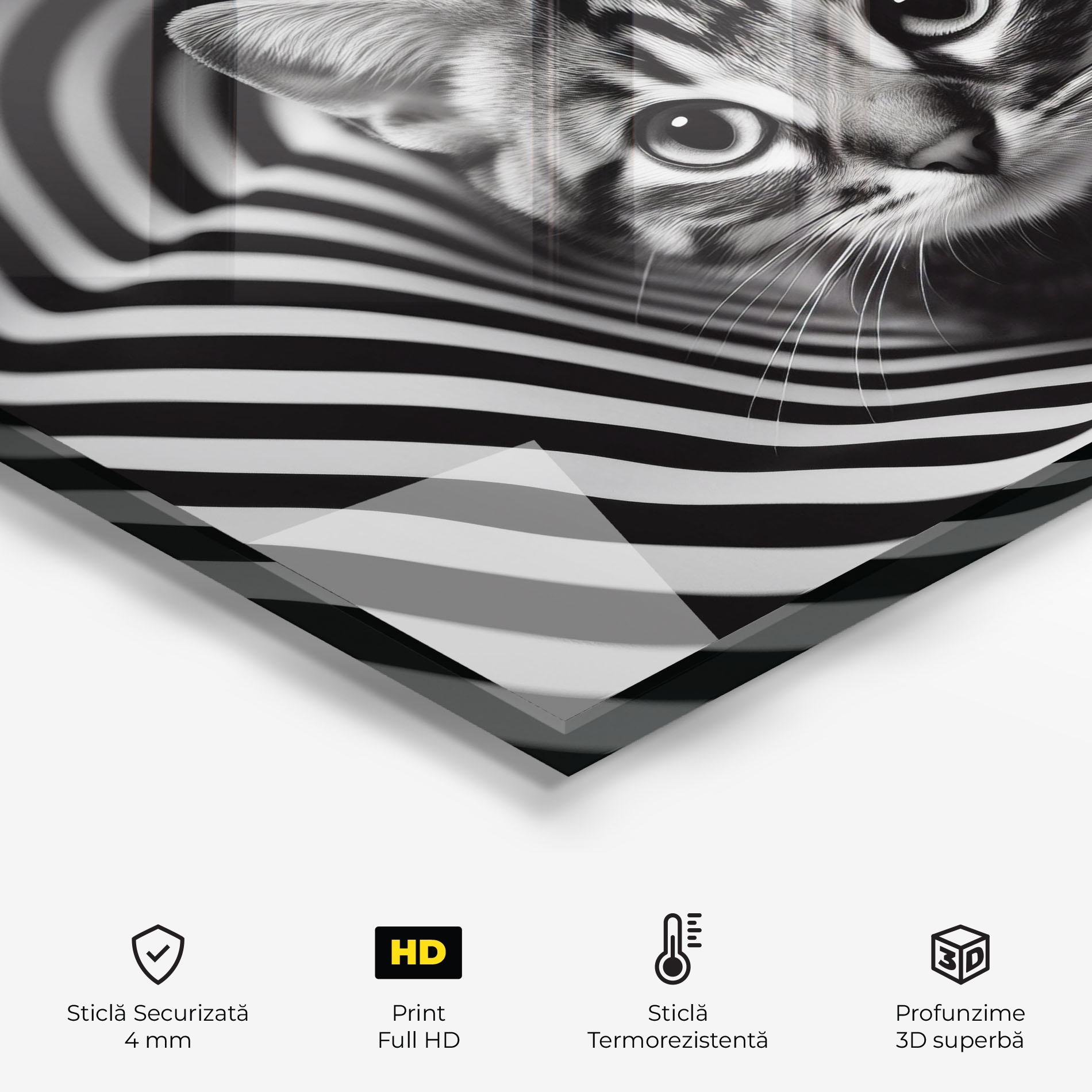 Panou Sticla Bucatarie Closeup Cat Portrait mockup 2