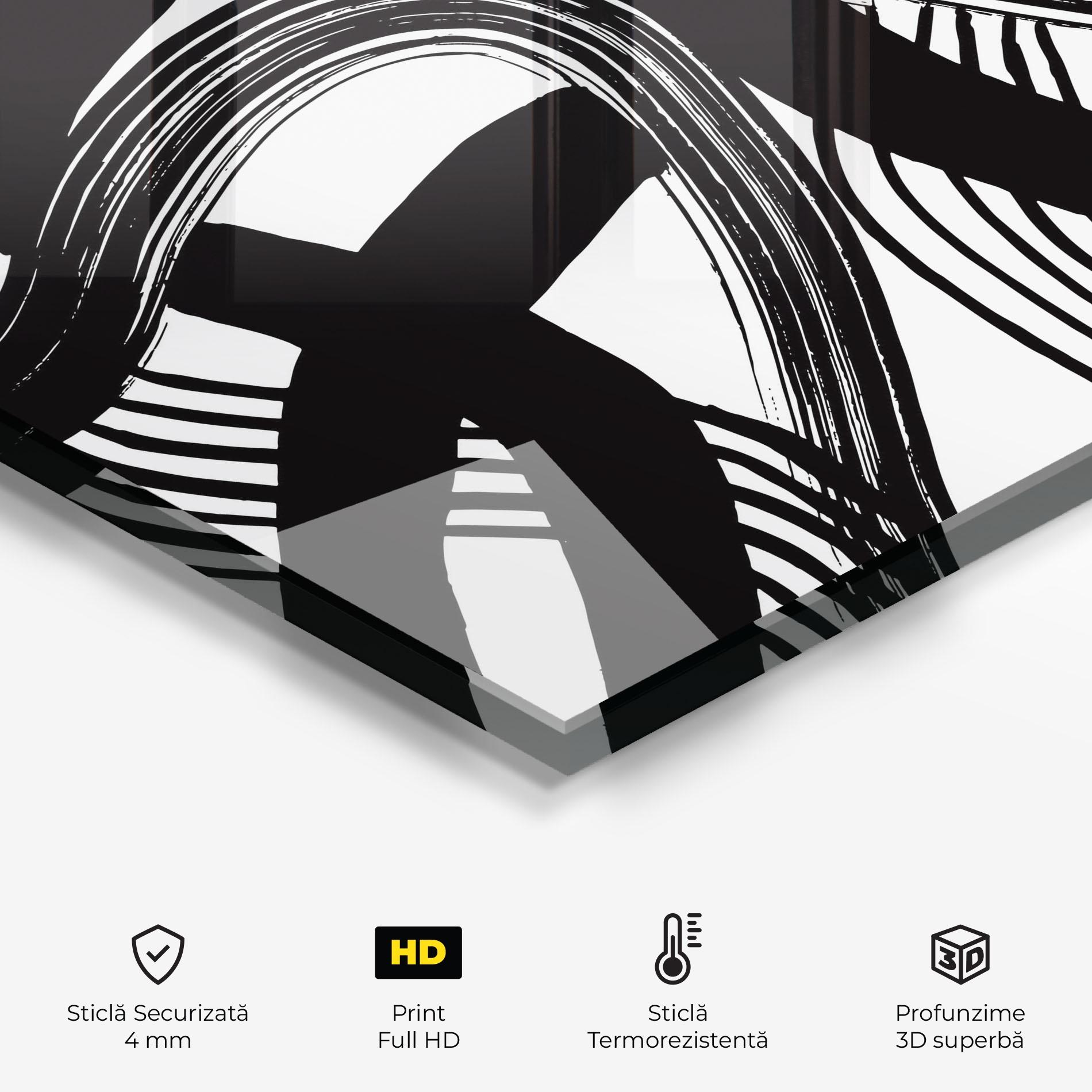 Panou Sticla Bucatarie Connected Lines Art mockup 2