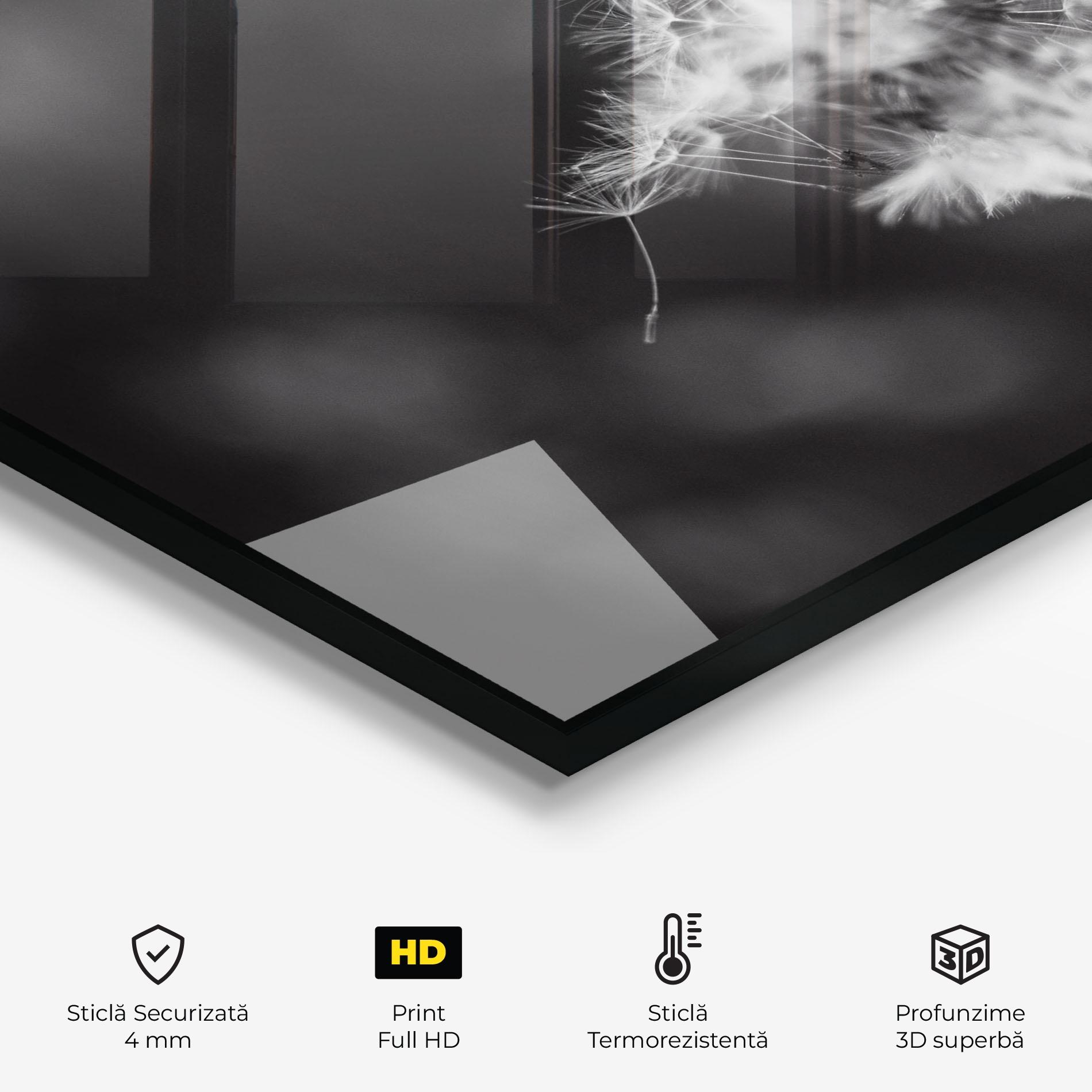 Panou Sticla Bucatarie Grey Dandelion mockup 2