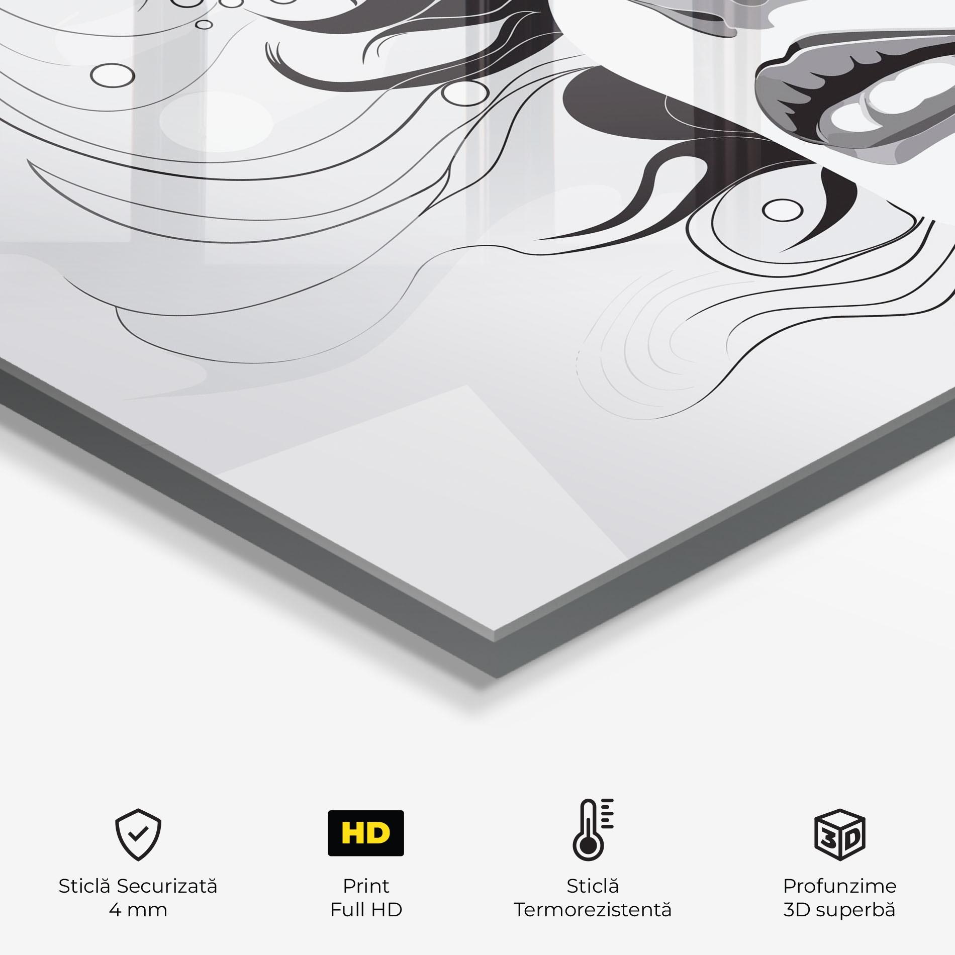 Panou Sticla Bucatarie Grey Face Woman mockup 2