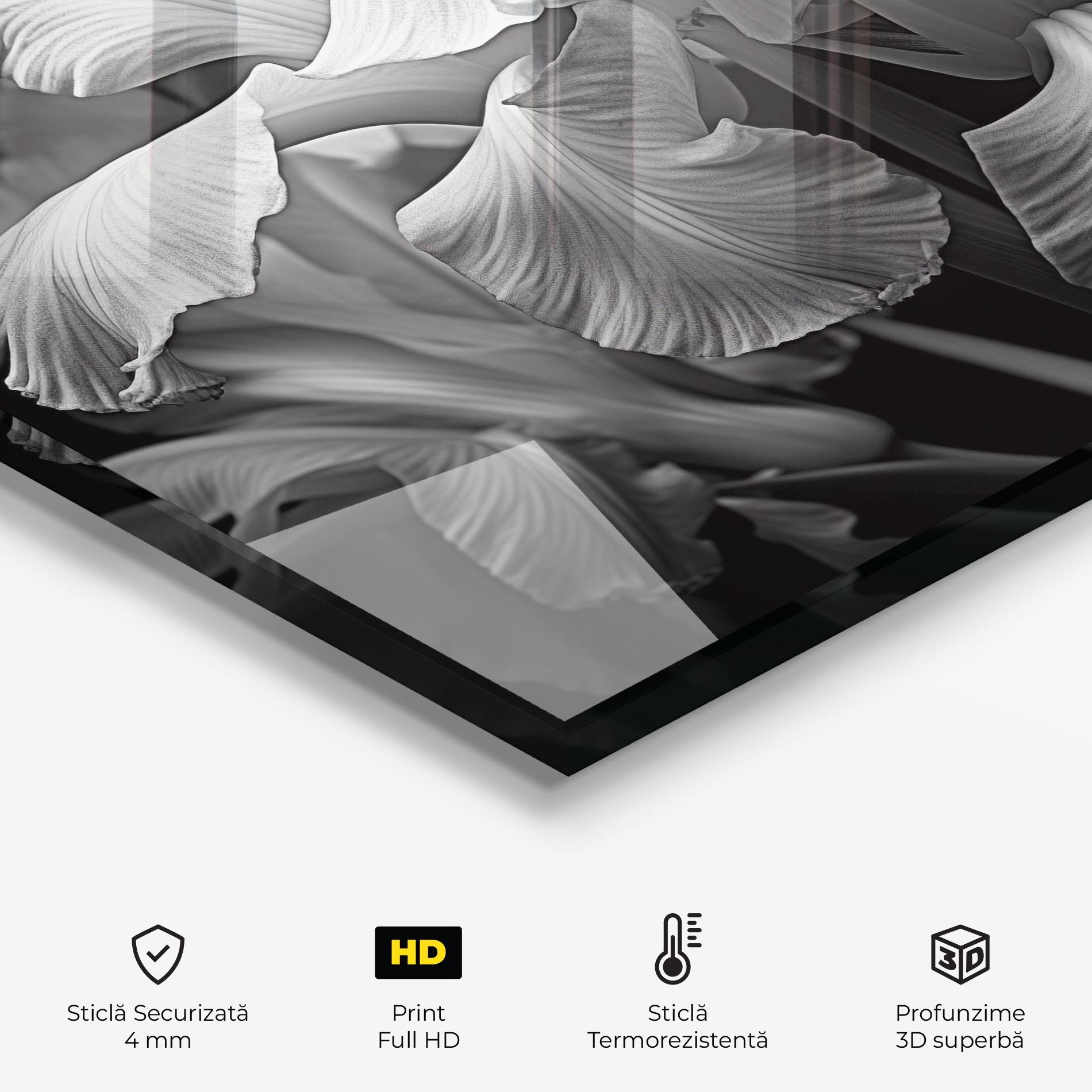 Panou Sticla Bucatarie Grey On Black Iris mockup 2