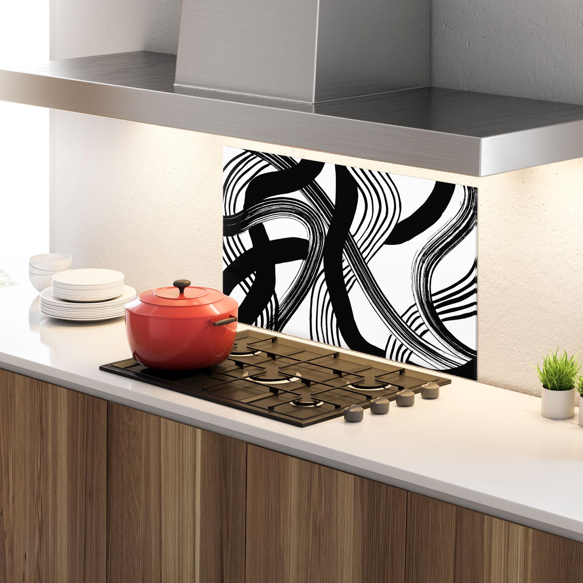 Panou Sticla Bucatarie Connected Lines Art mockup 4