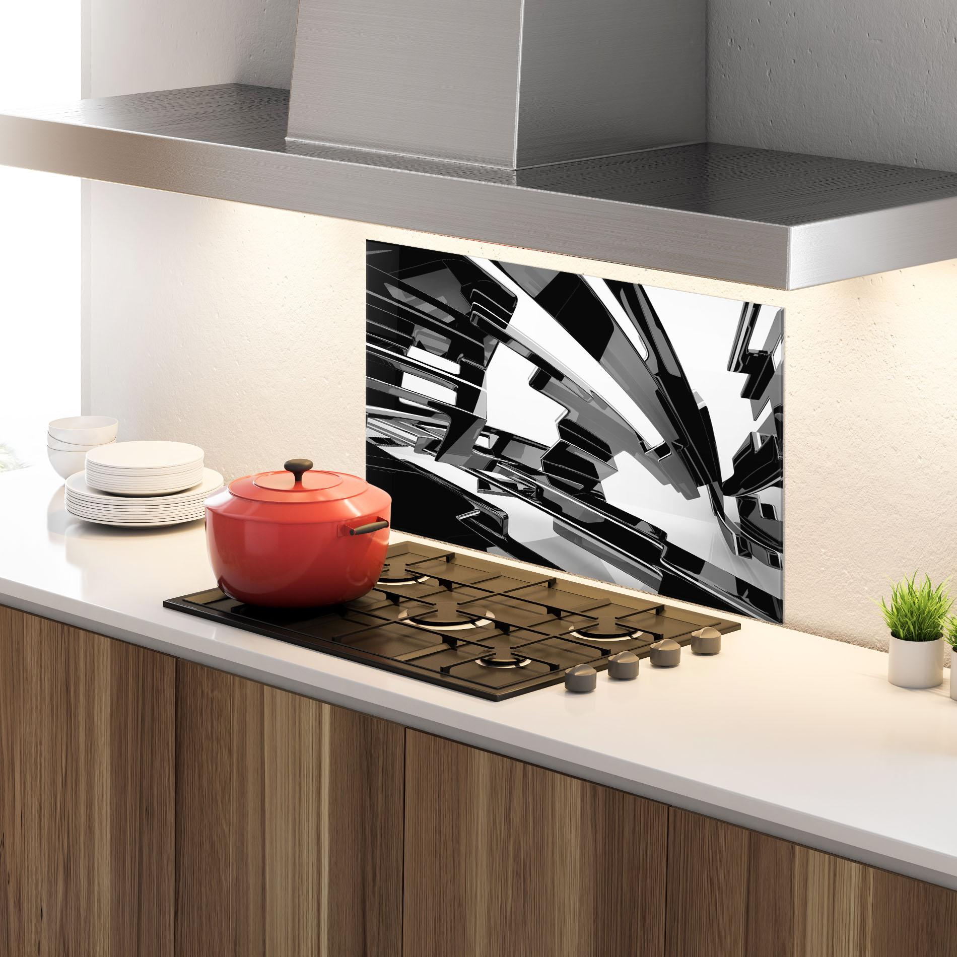 Panou Sticla Bucatarie Glossy Sculpture mockup 4