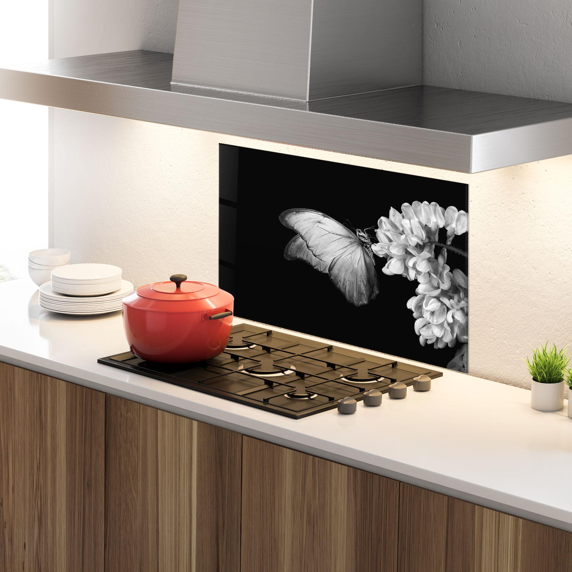 Panou Sticla Bucatarie Grey Butterfly mockup 4