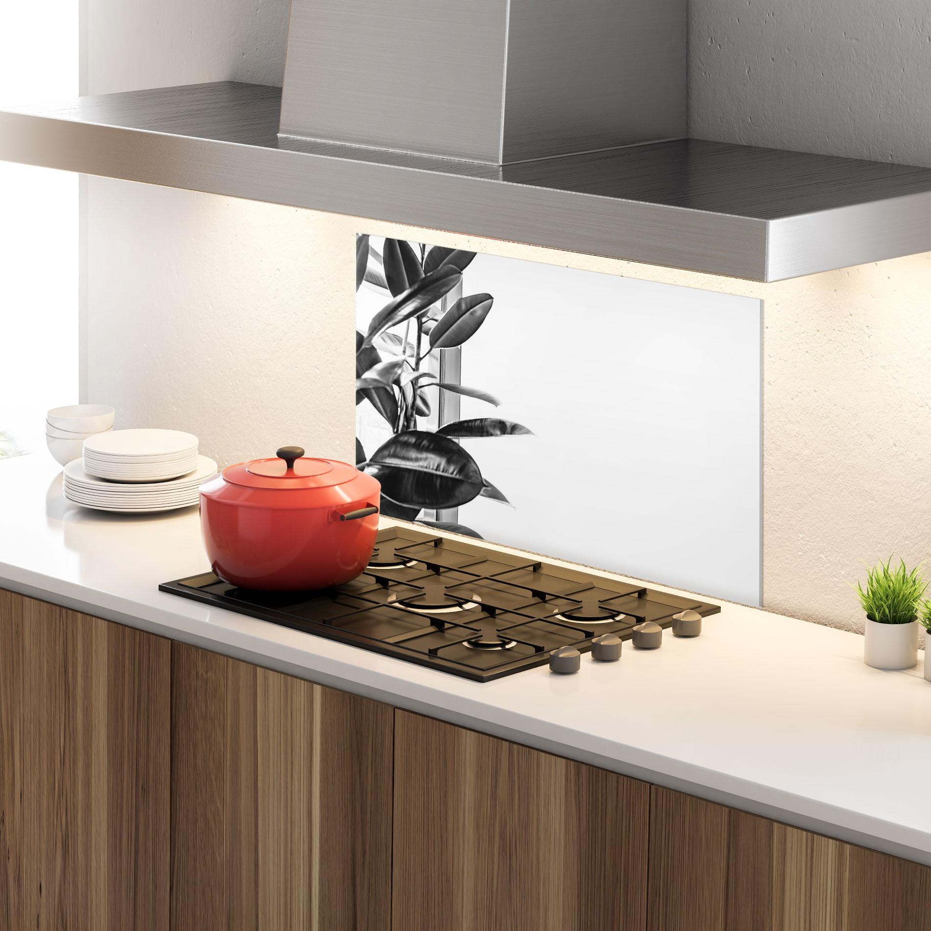 Panou Sticla Bucatarie Grey Plant mockup 4