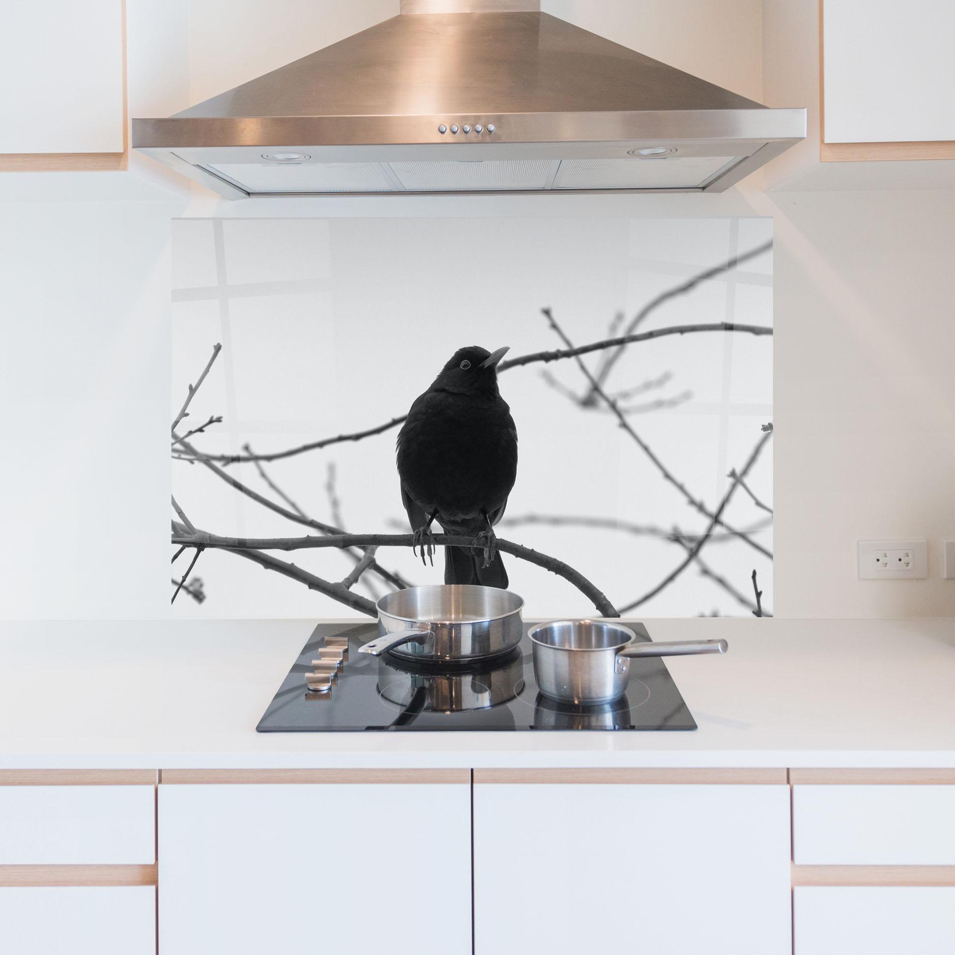 Panou Sticla Bucatarie Black Bird mockup 5