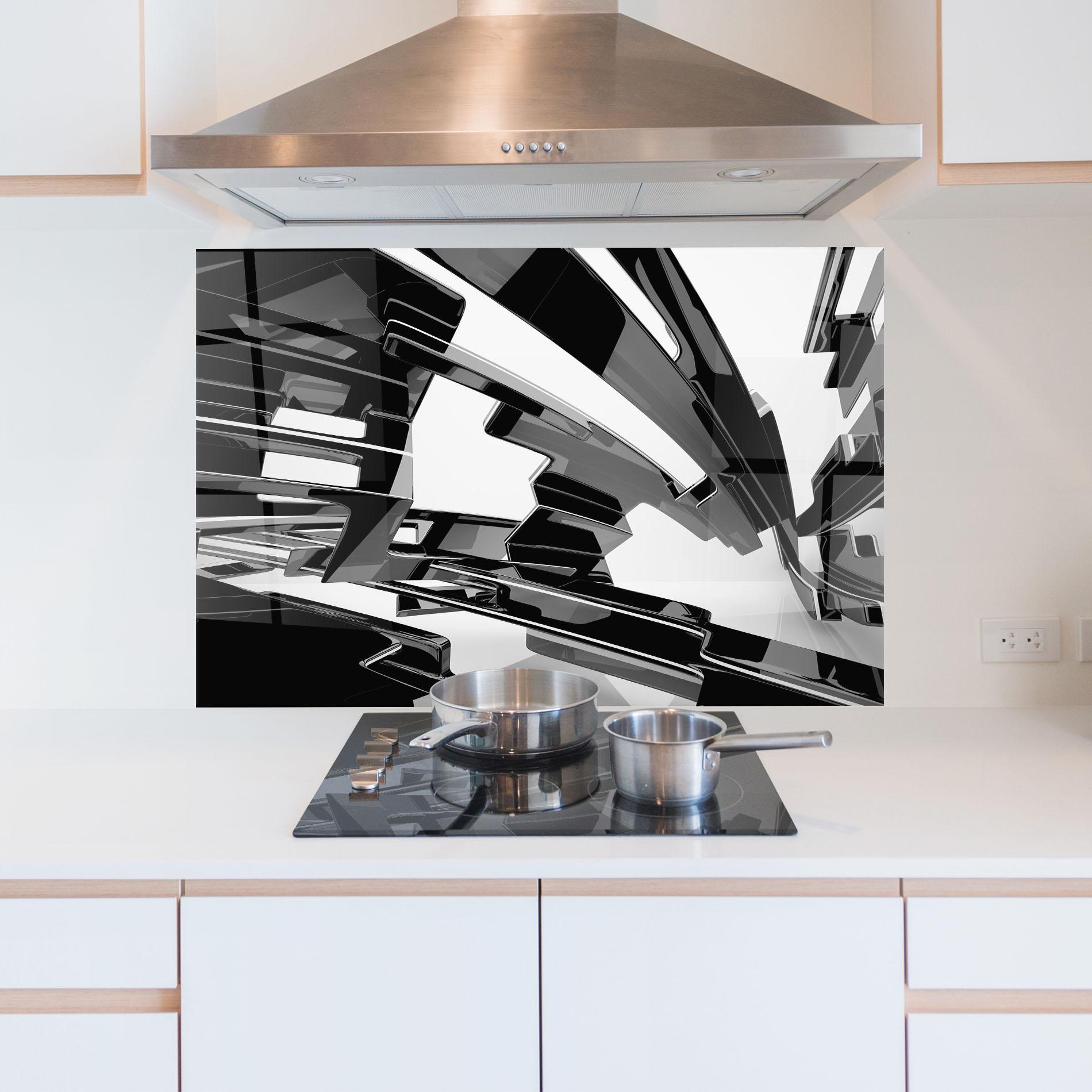 Panou Sticla Bucatarie Glossy Sculpture mockup 5