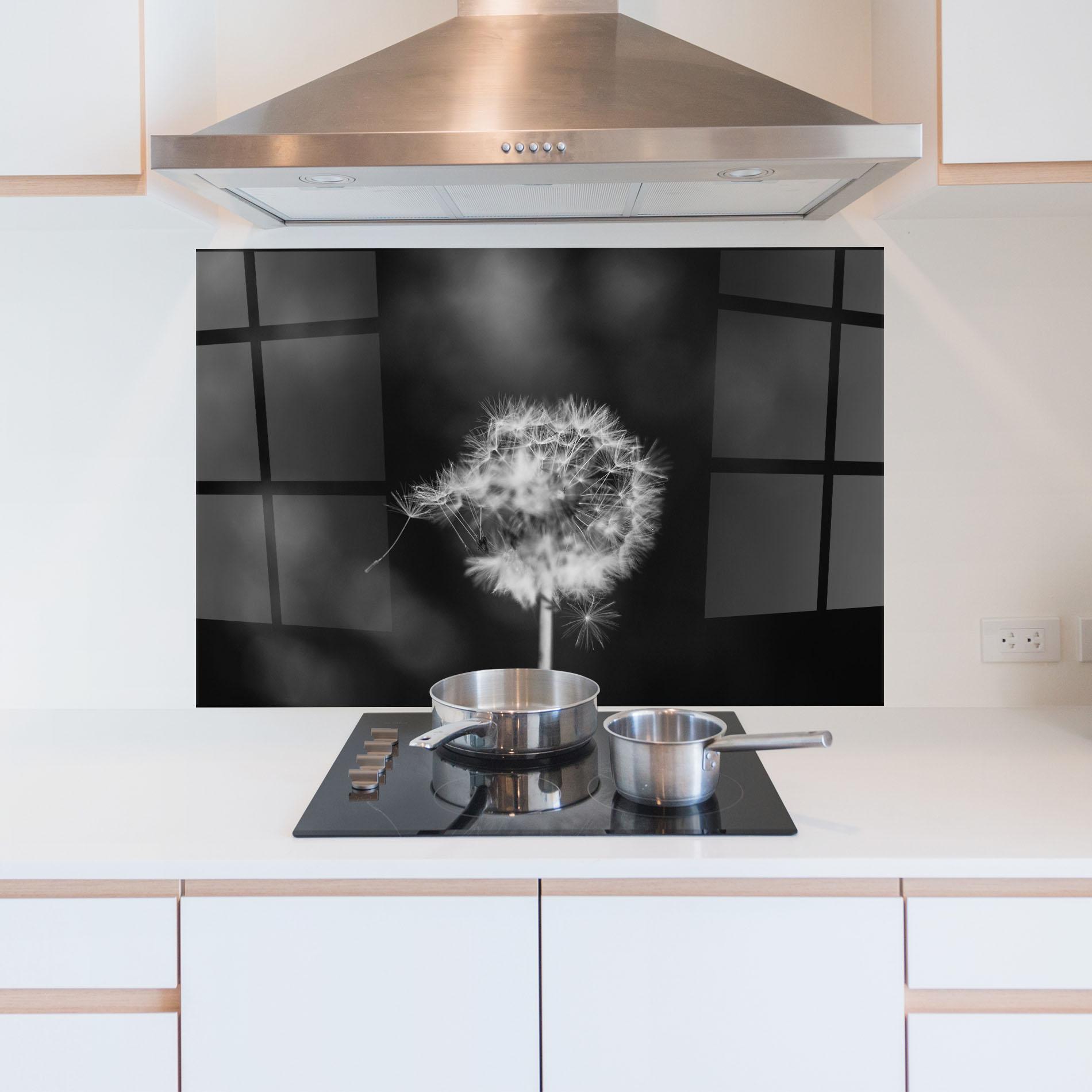 Panou Sticla Bucatarie Grey Dandelion mockup 5