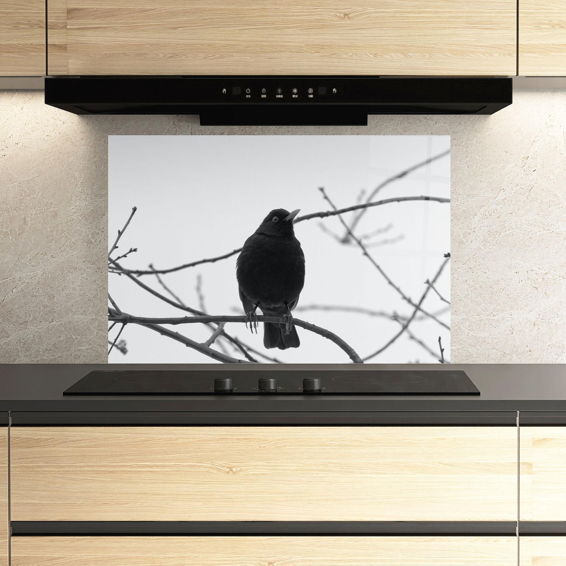 Panou Sticla Bucatarie Black Bird mockup 3