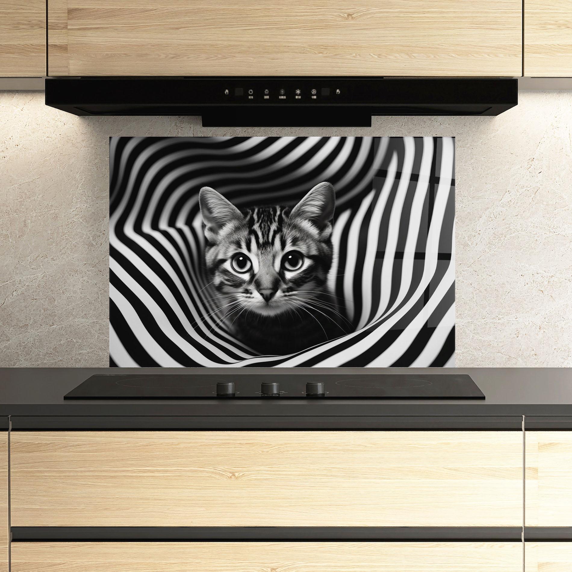 Panou Sticla Bucatarie Closeup Cat Portrait mockup 3