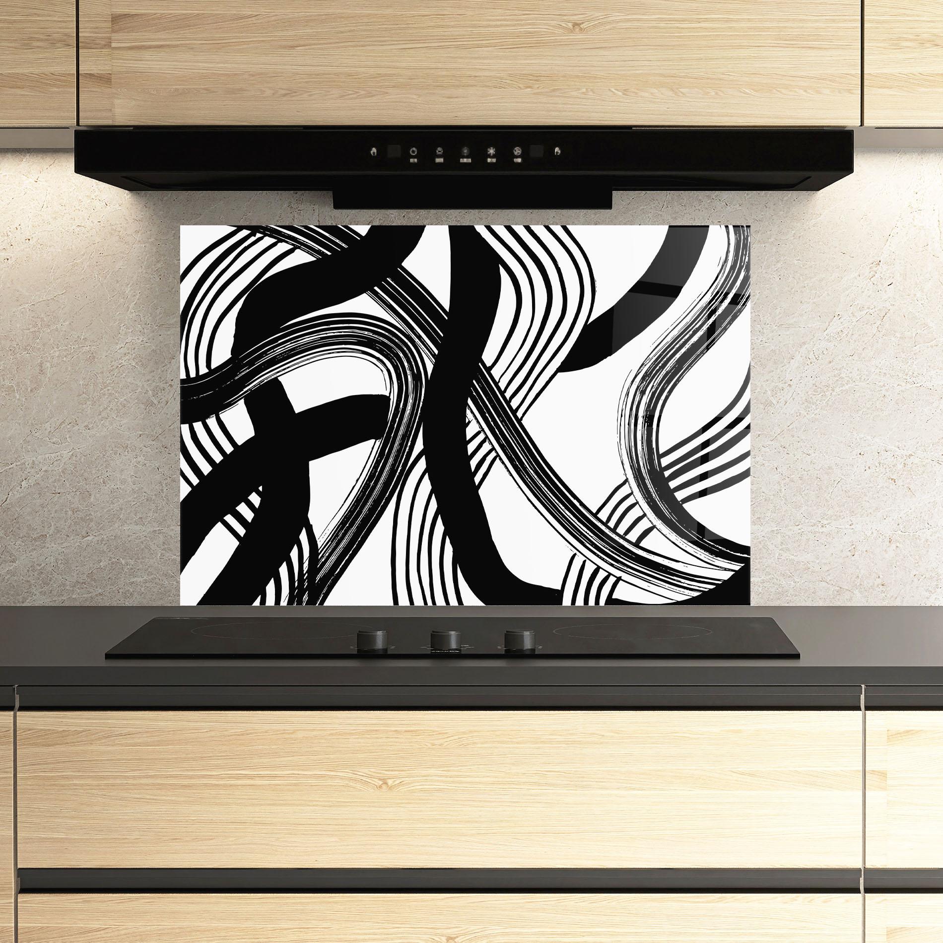 Panou Sticla Bucatarie Connected Lines Art mockup 3