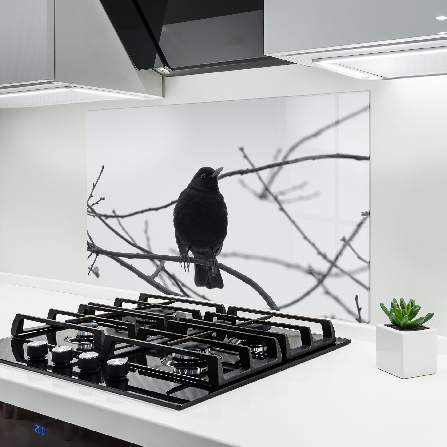 Panou Sticla Bucatarie Black Bird mockup 6