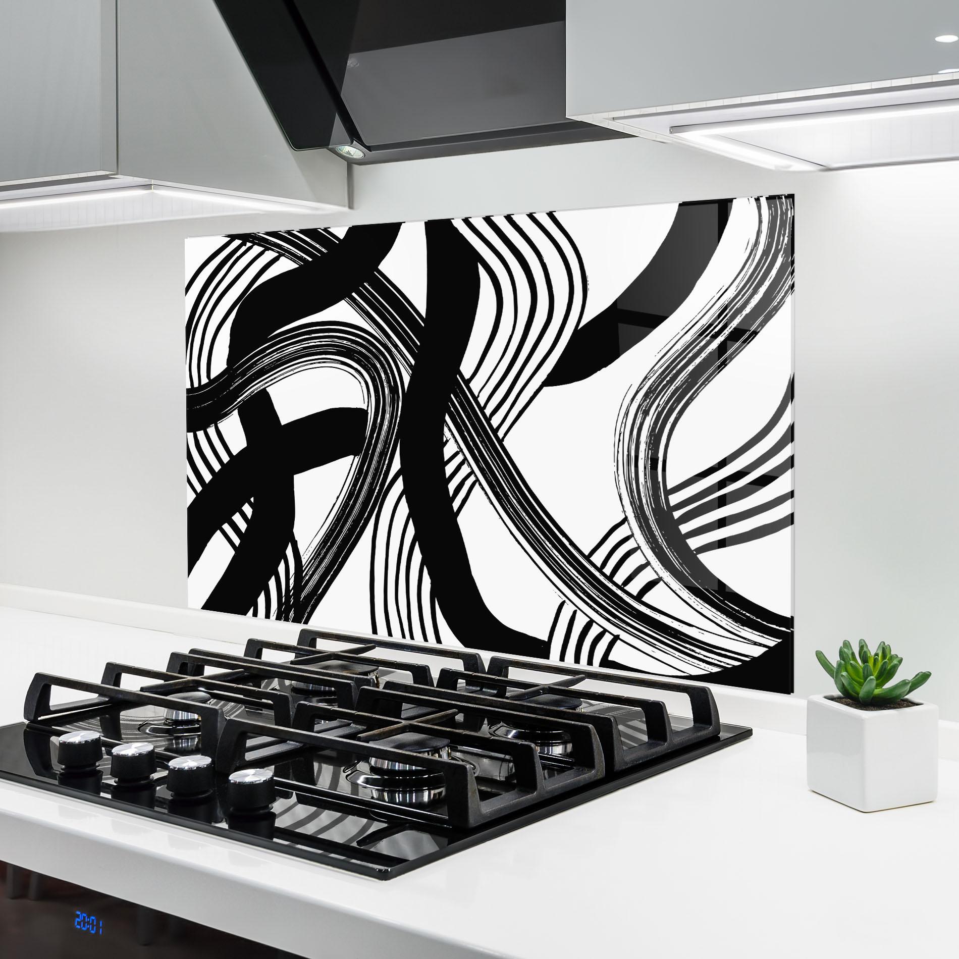 Panou Sticla Bucatarie Connected Lines Art mockup 6