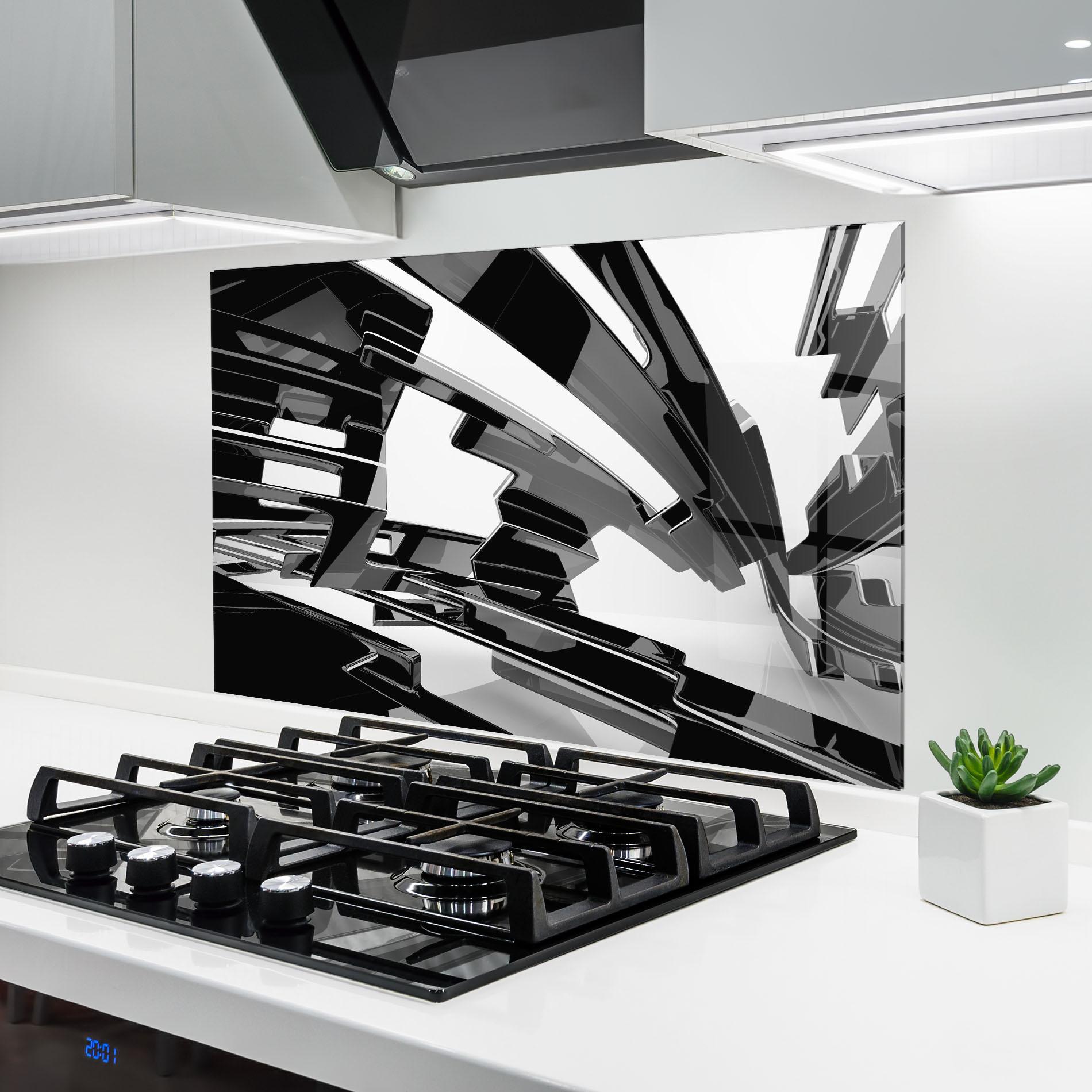 Panou Sticla Bucatarie Glossy Sculpture mockup 6