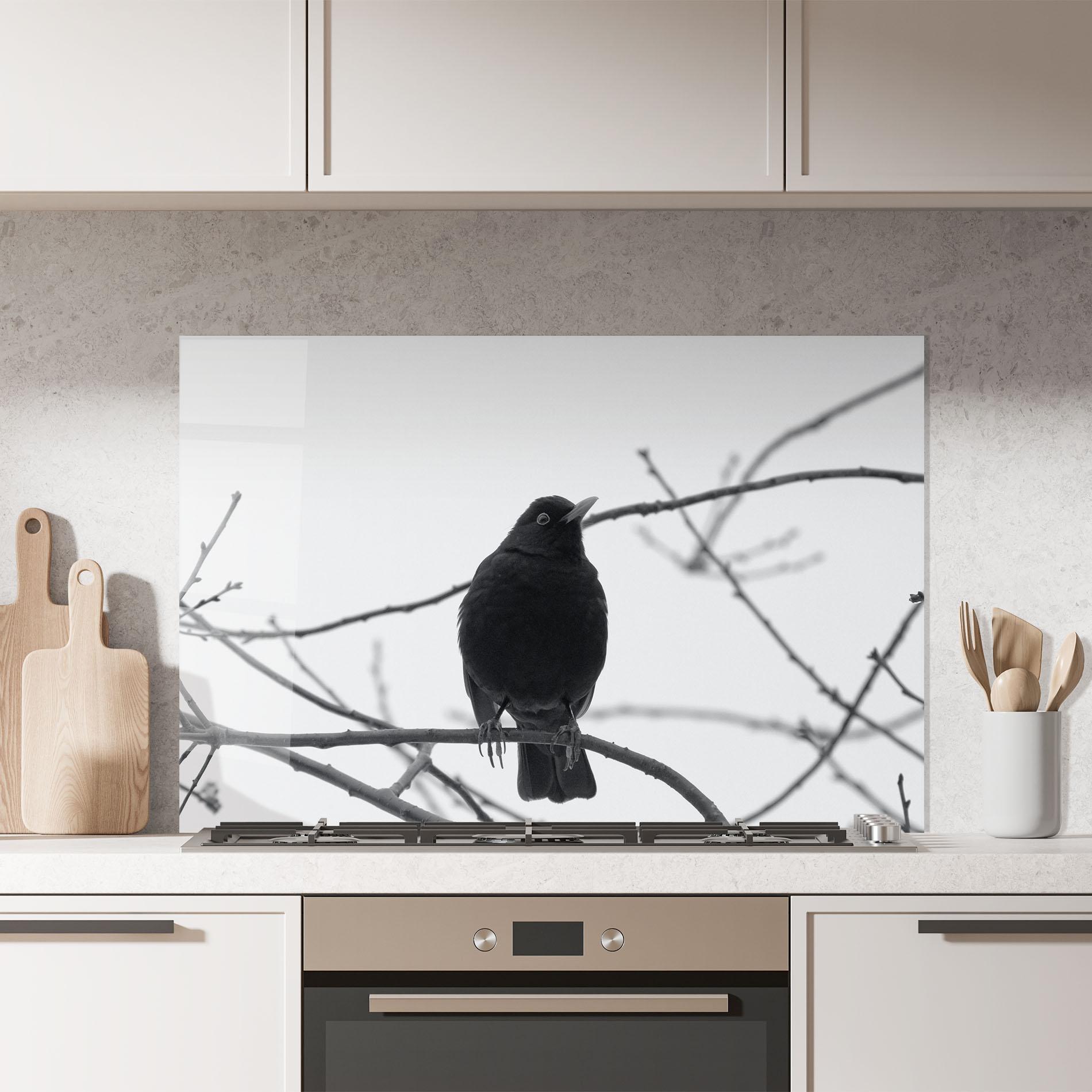 Panou Sticla Bucatarie Black Bird mockup 7