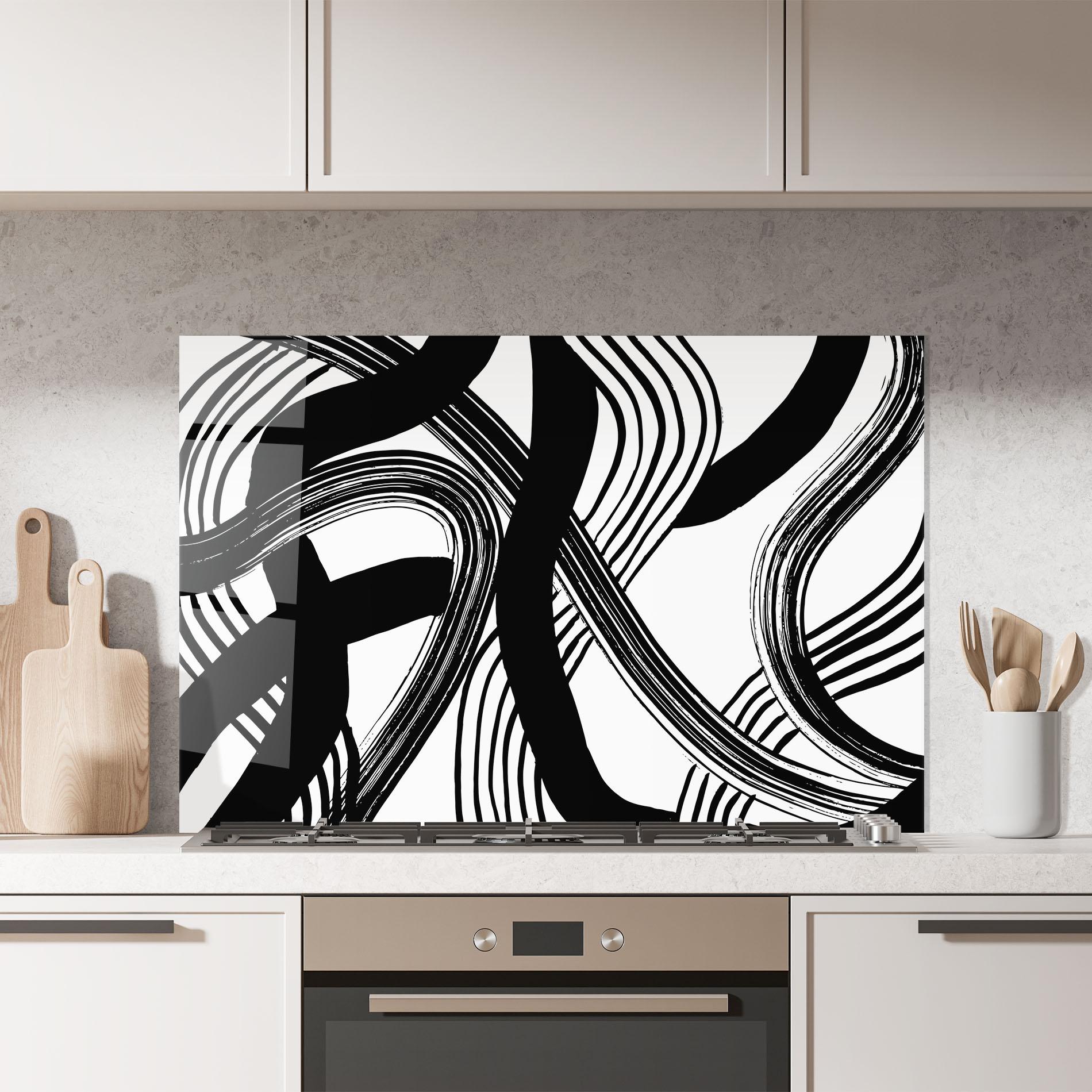 Panou Sticla Bucatarie Connected Lines Art mockup 7