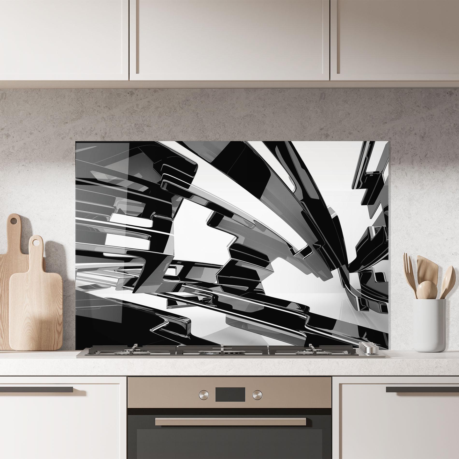 Panou Sticla Bucatarie Glossy Sculpture mockup 7