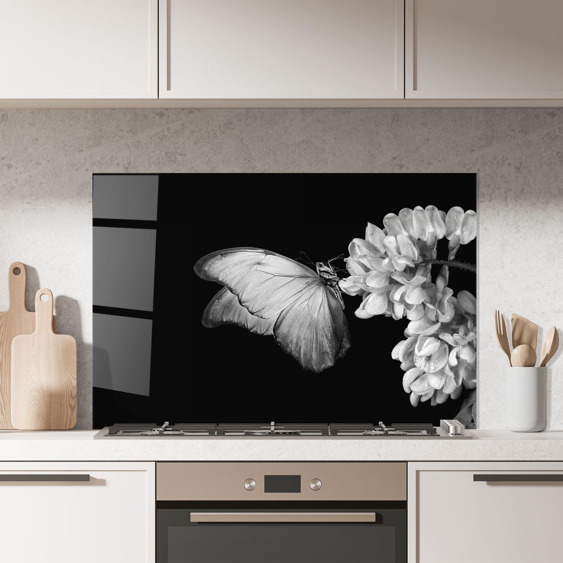 Panou Sticla Bucatarie Grey Butterfly mockup 7