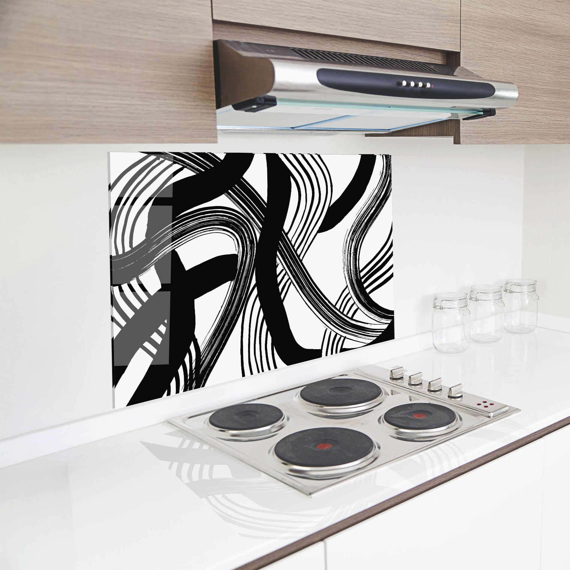 Panou Sticla Bucatarie Connected Lines Art mockup 8