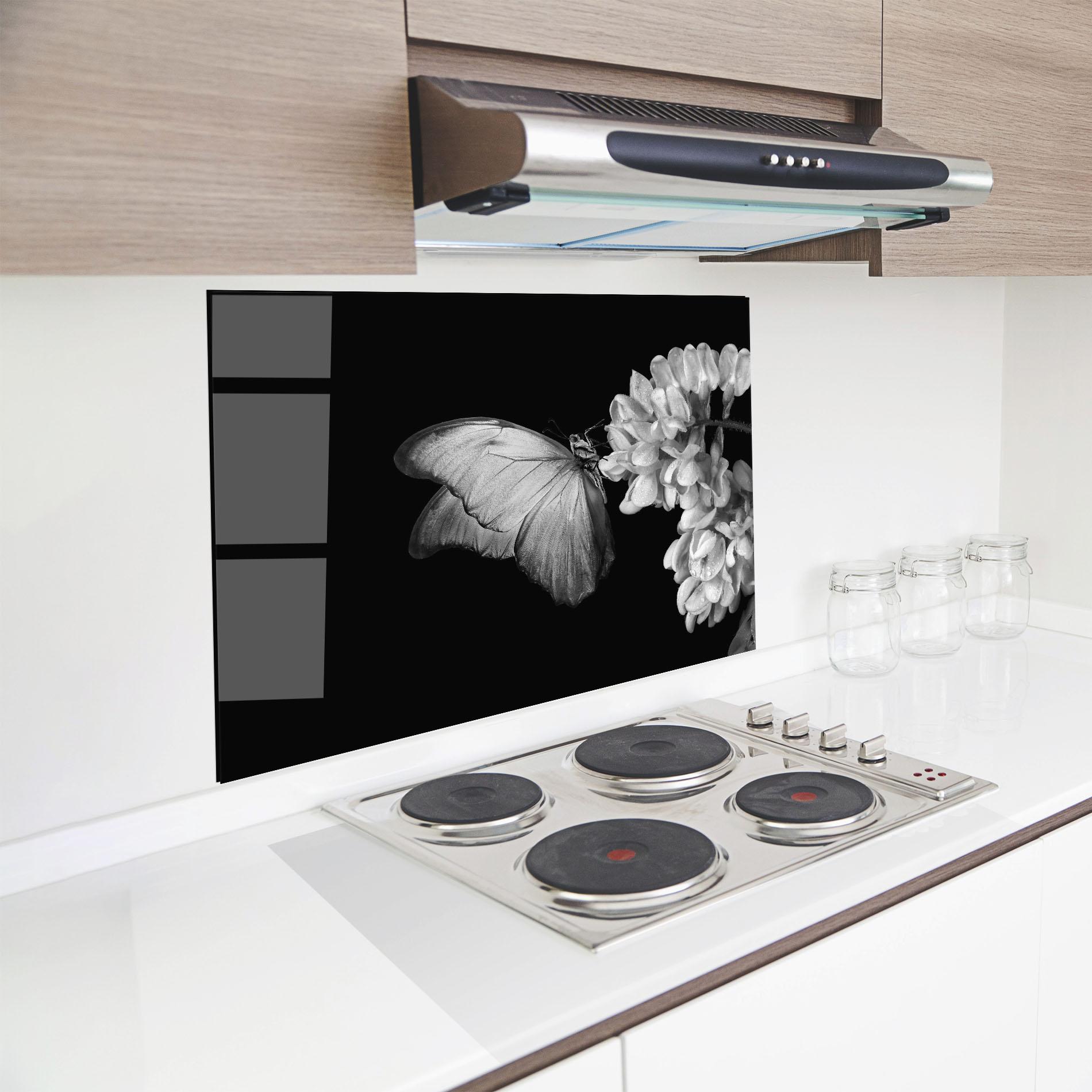 Panou Sticla Bucatarie Grey Butterfly mockup 8