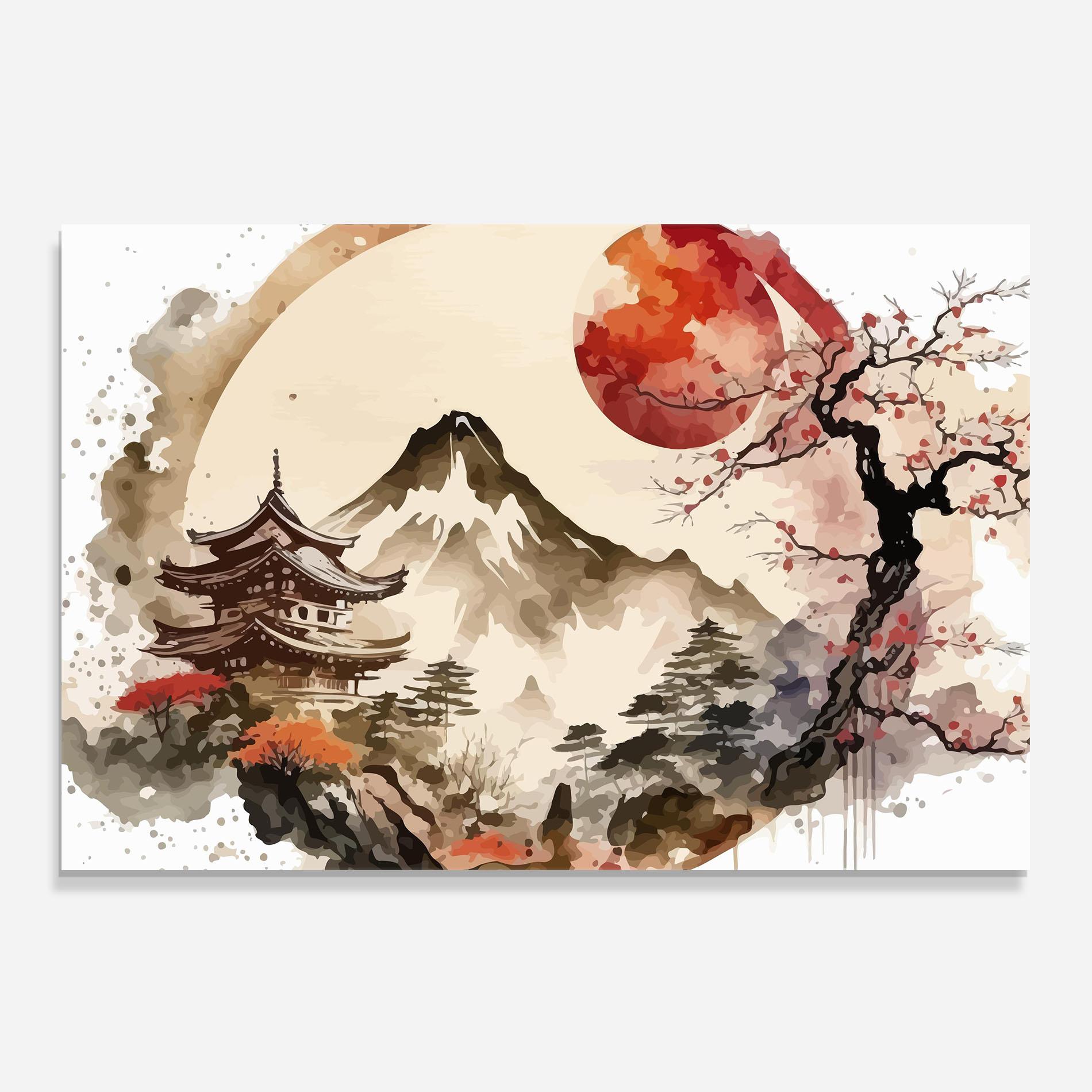 Panou Sticla Bucatarie Asiatic Blossom View mockup 0