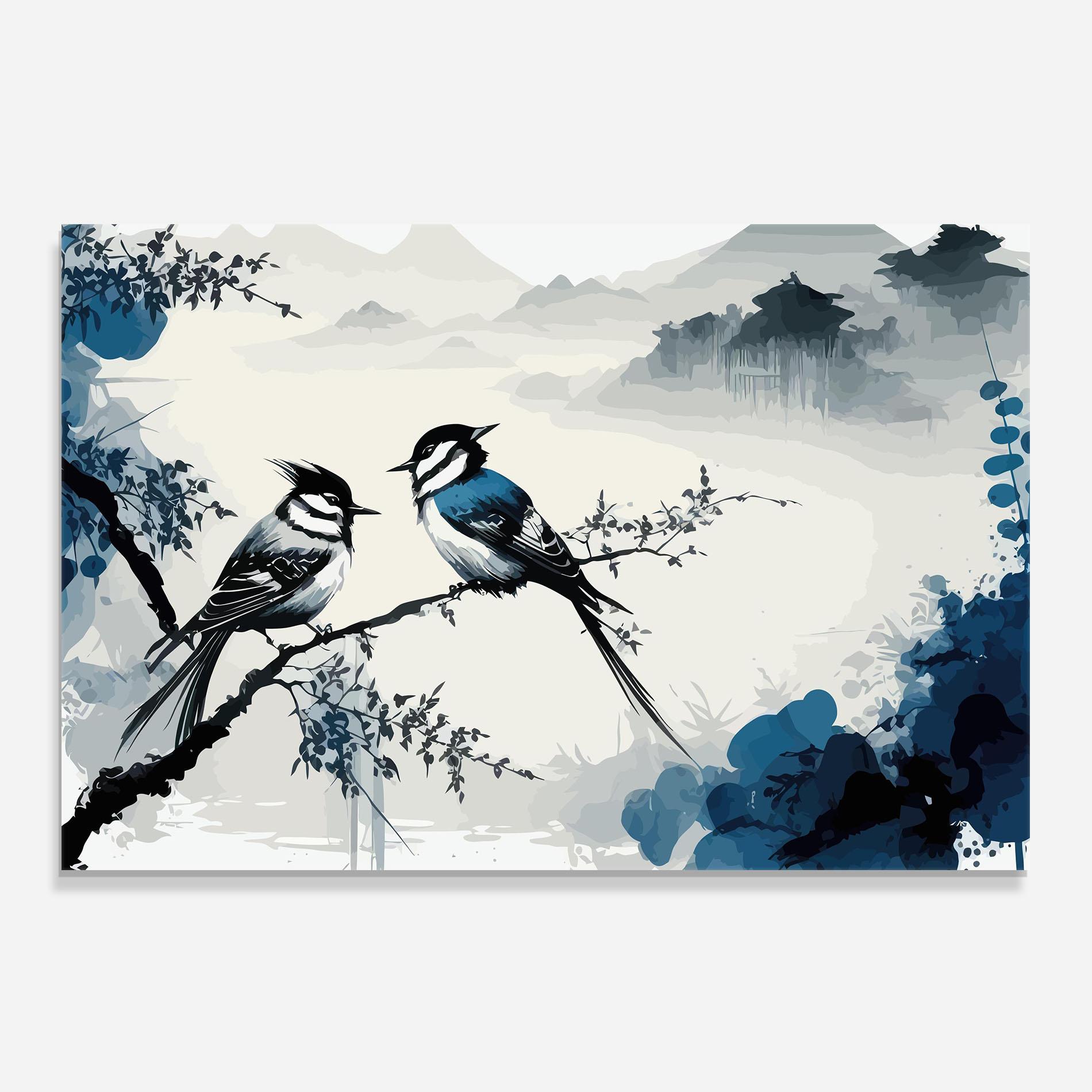 Panou Sticla Bucatarie Asiatic Blue Bird mockup 0
