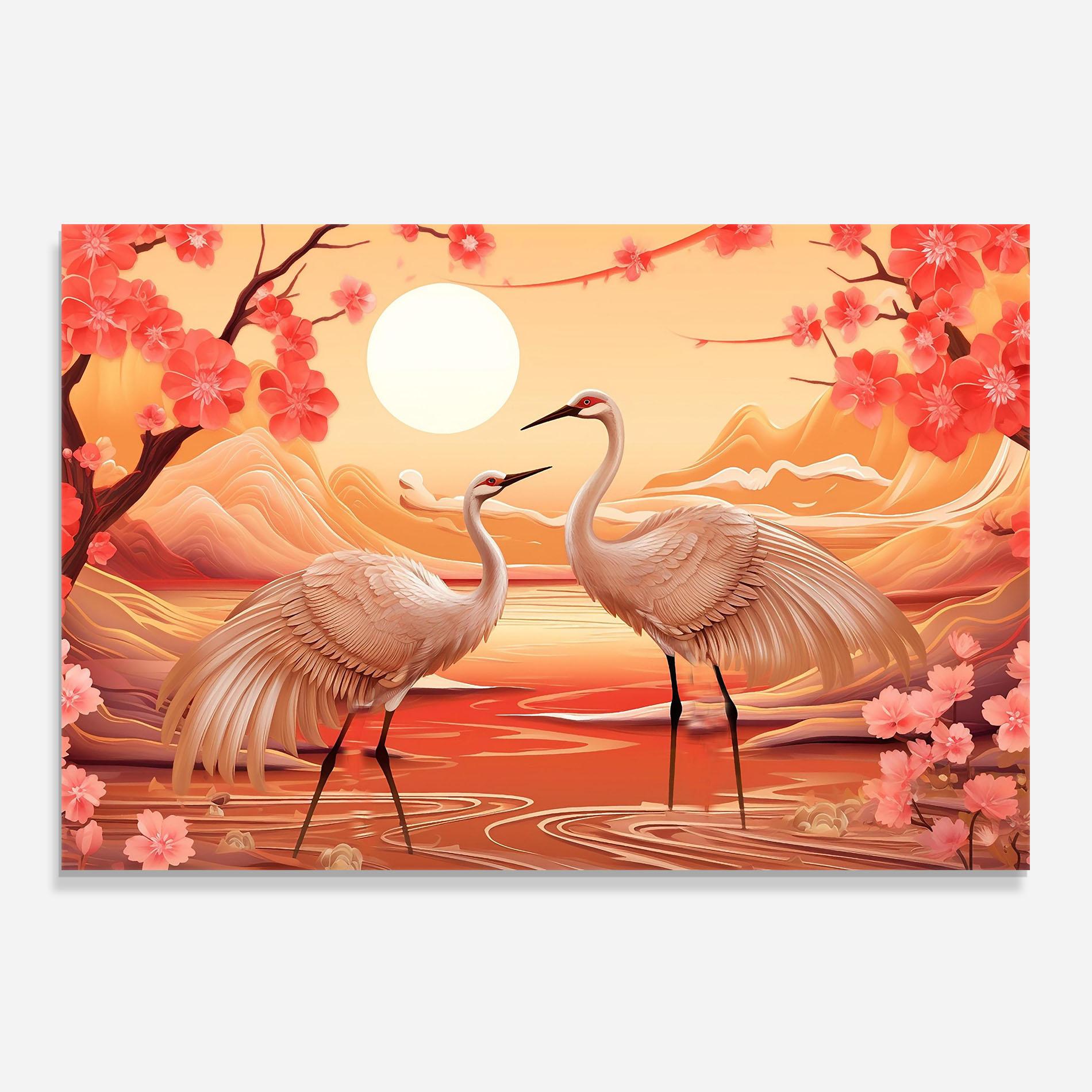 Panou Sticla Bucatarie Chinese Pink Painting mockup 0