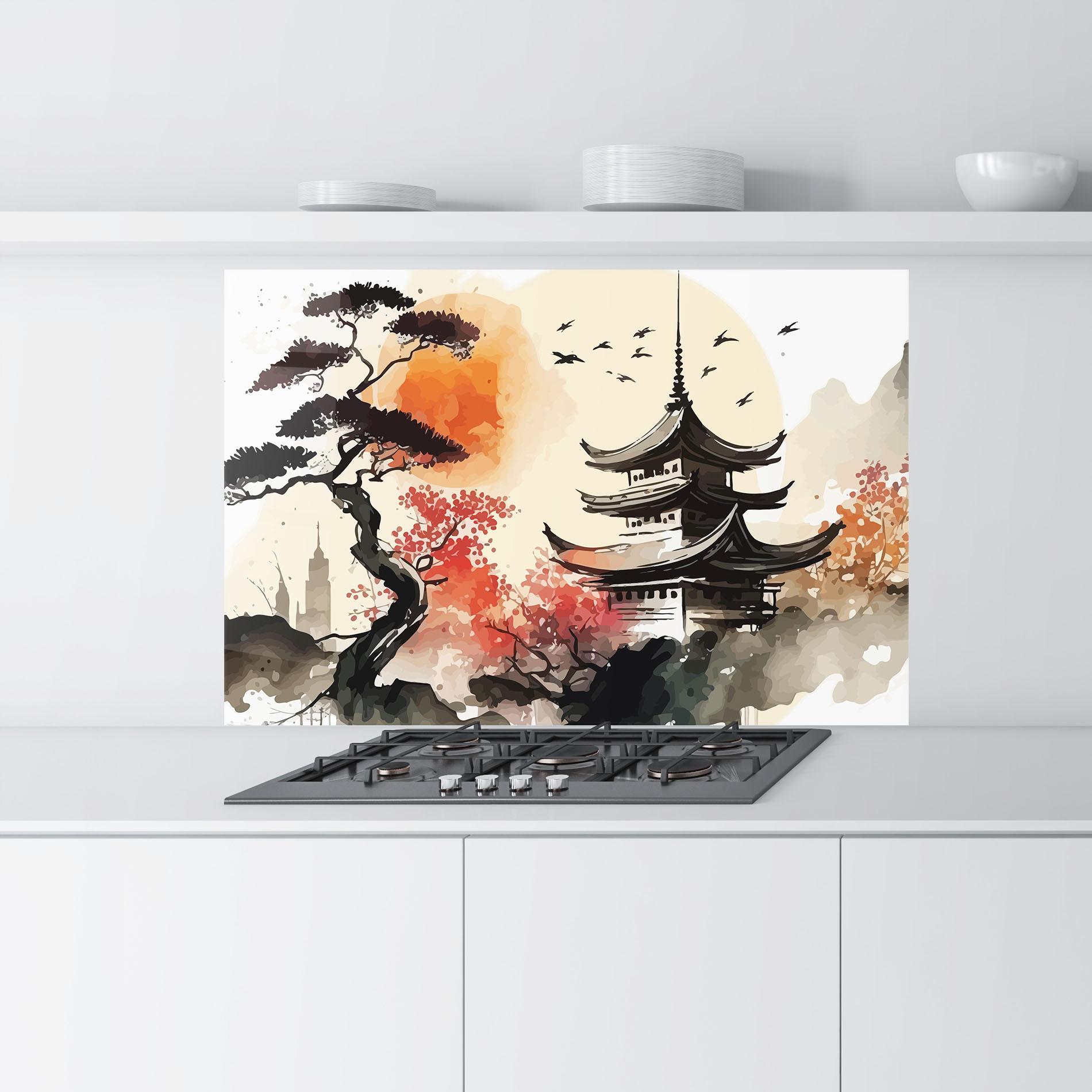 Panou Sticla Bucatarie Asiatic Beautiful View mockup 9