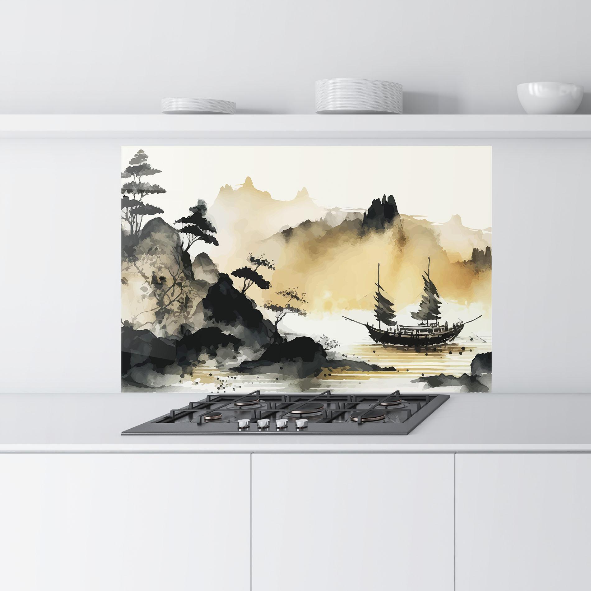 Panou Sticla Bucatarie Asiatic Grey Cream mockup 9