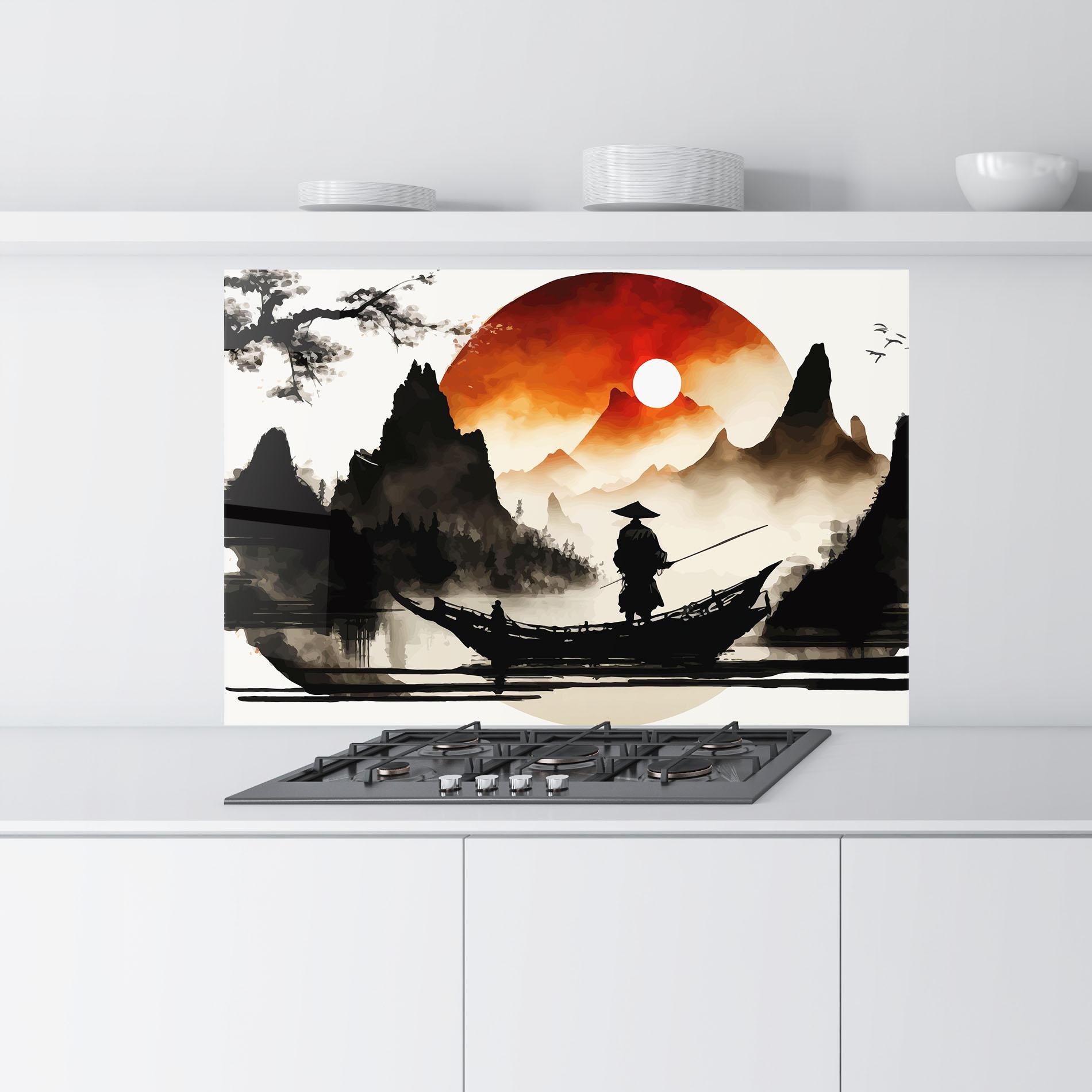 Panou Sticla Bucatarie Black Asiatic Boat mockup 9