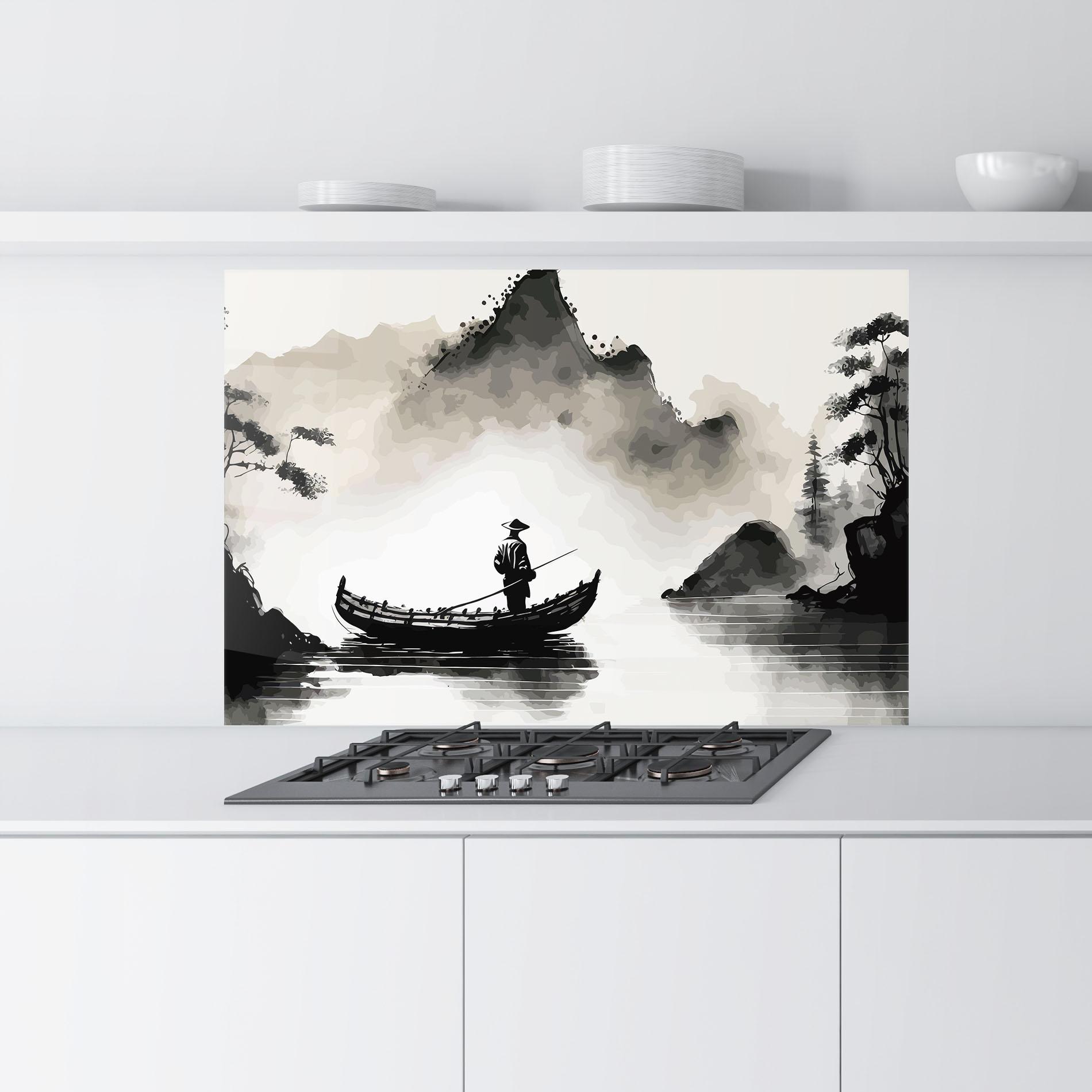 Panou Sticla Bucatarie Black Ink Boat mockup 9