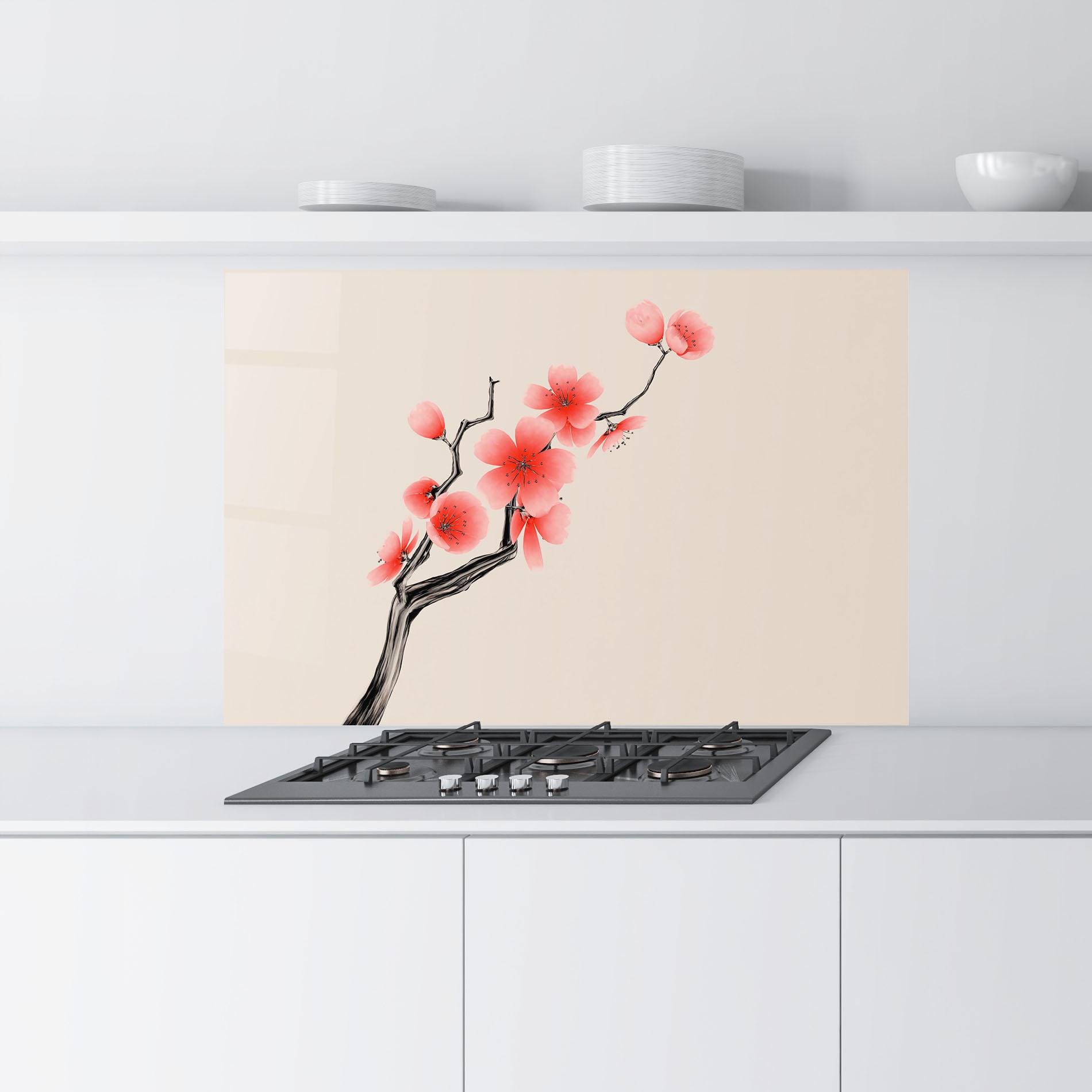 Panou Sticla Bucatarie Chinese Plum Blossom mockup 9