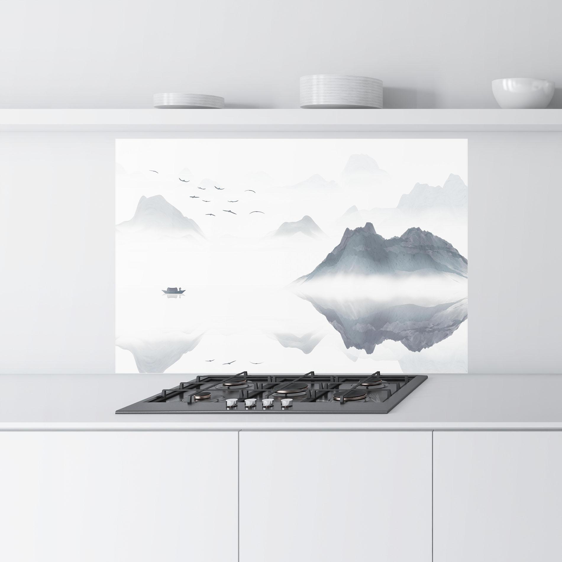 Panou Sticla Bucatarie Chinese Style Mountains mockup 9
