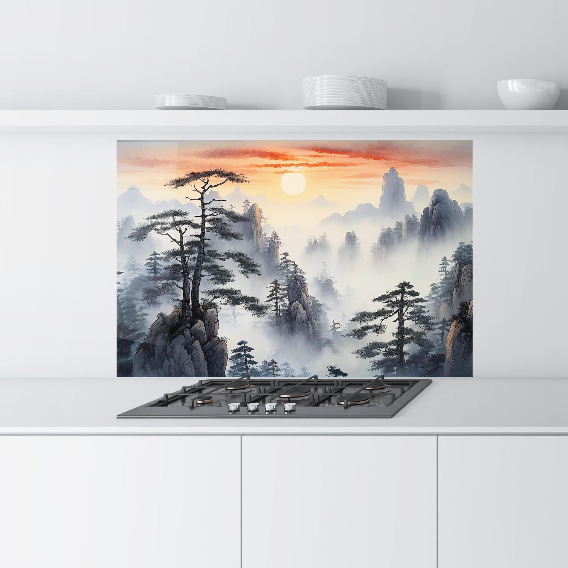 Panou Sticla Bucatarie Fog Trees mockup 9