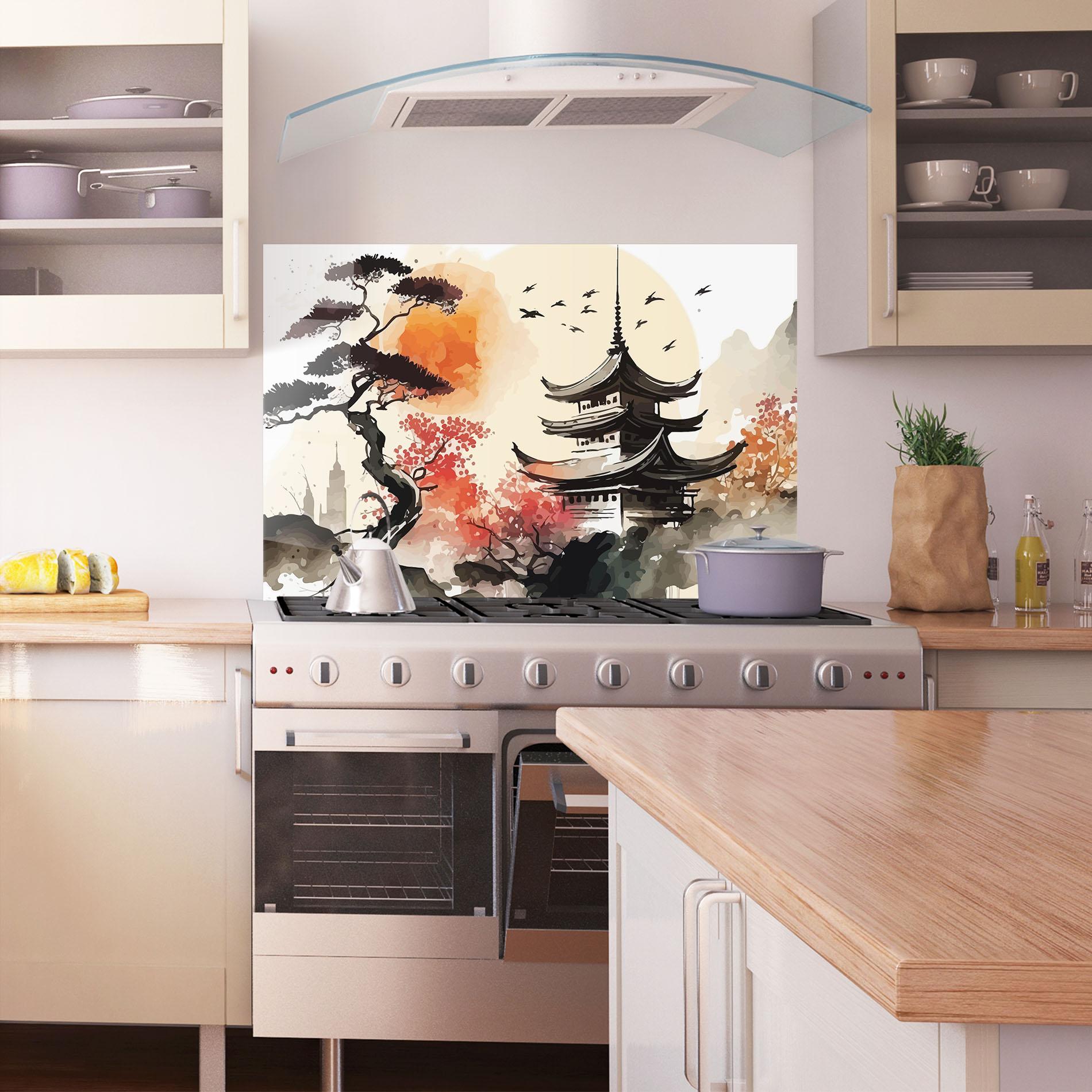 Panou Sticla Bucatarie Asiatic Beautiful View mockup 1