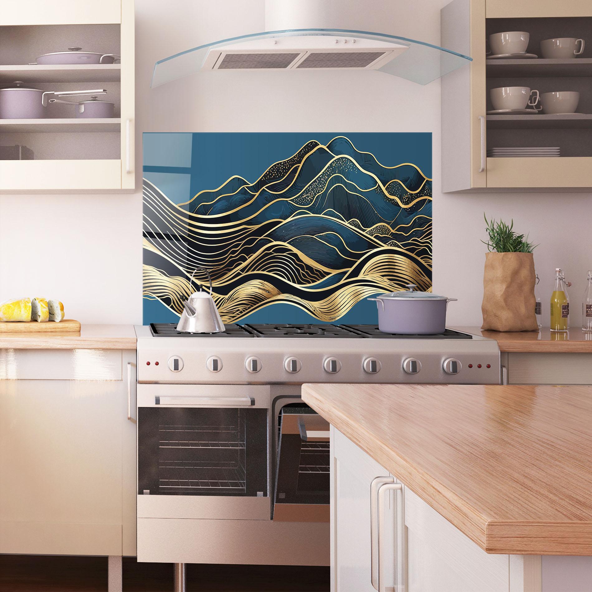 Panou Sticla Bucatarie Asiatic Blue Wave mockup 1