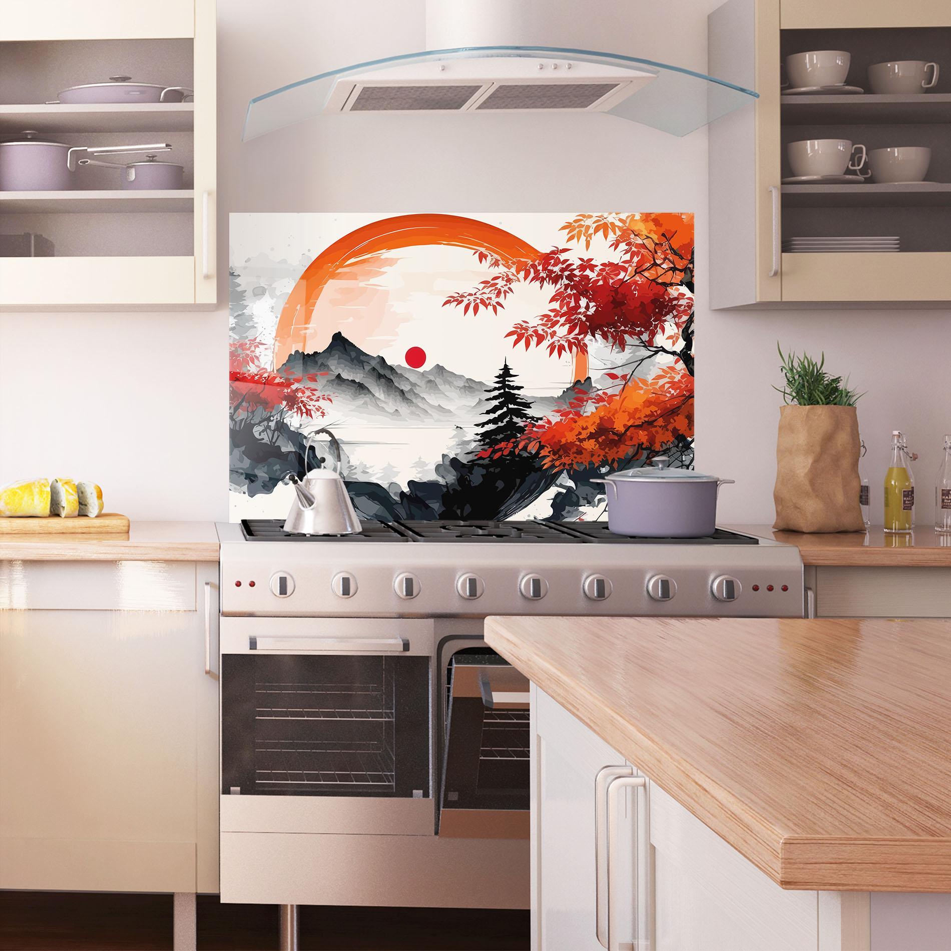 Panou Sticla Bucatarie Asiatic Grey Montain mockup 1