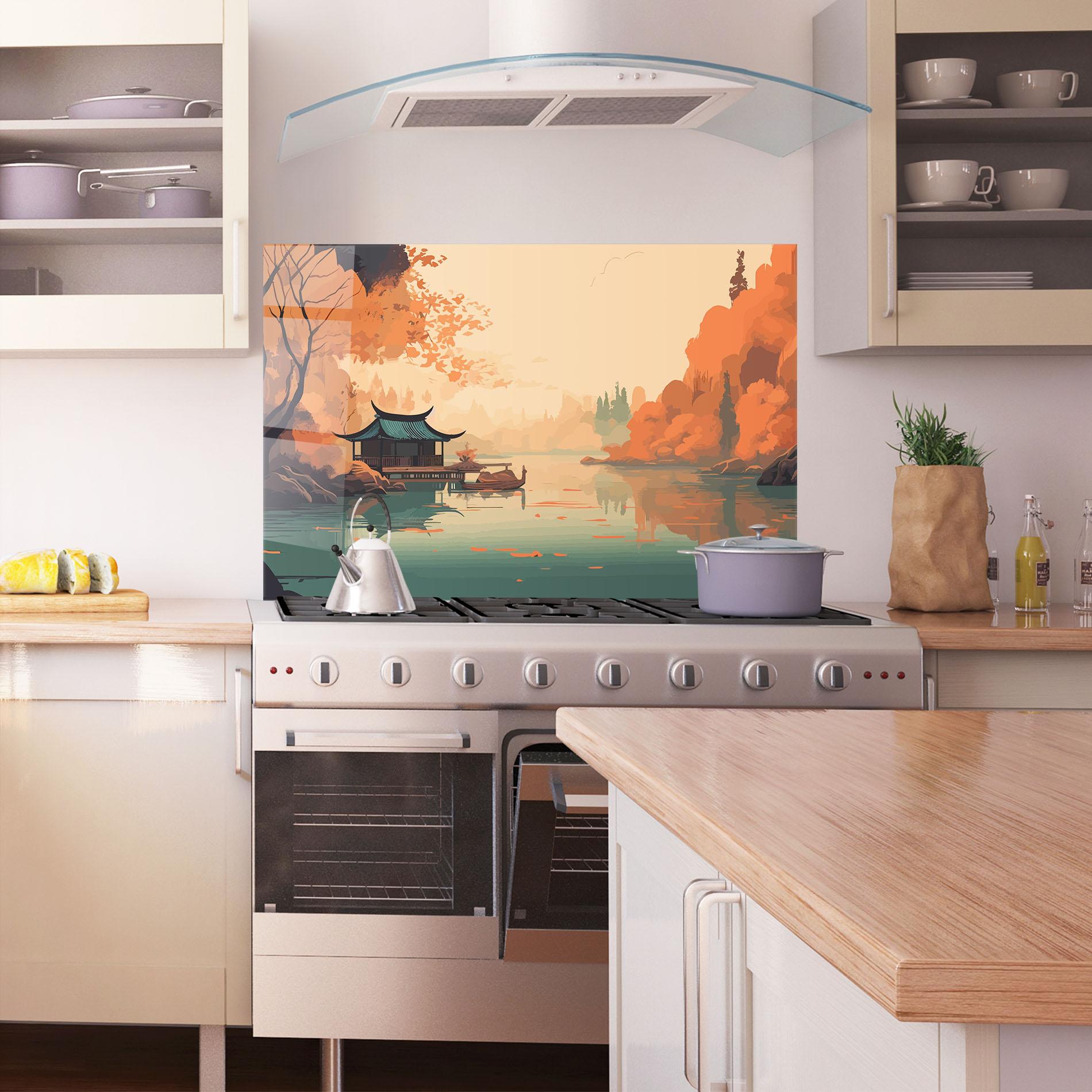 Panou Sticla Bucatarie Asiatic Lake mockup 1