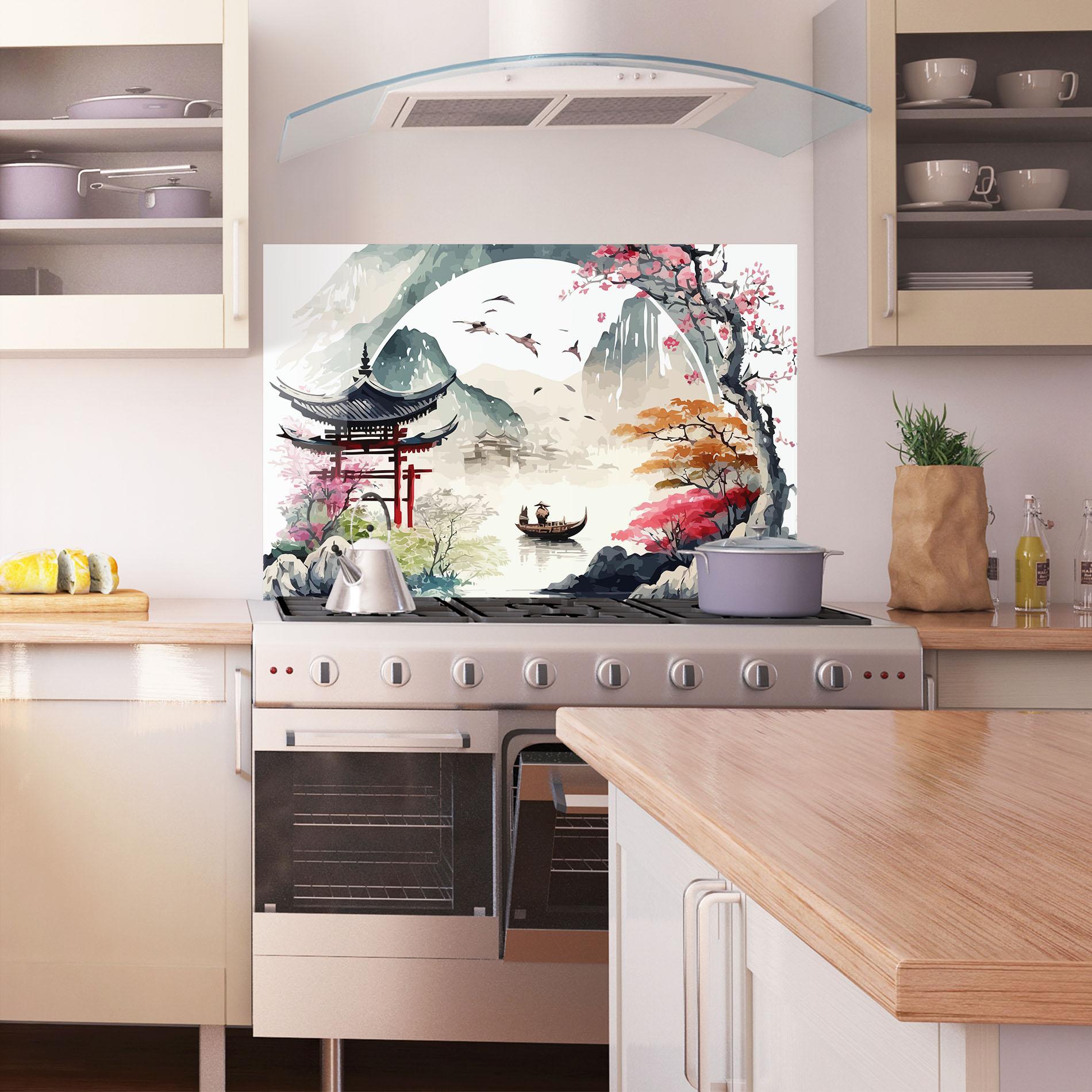 Panou Sticla Bucatarie Beautiful Asiatic View mockup 1