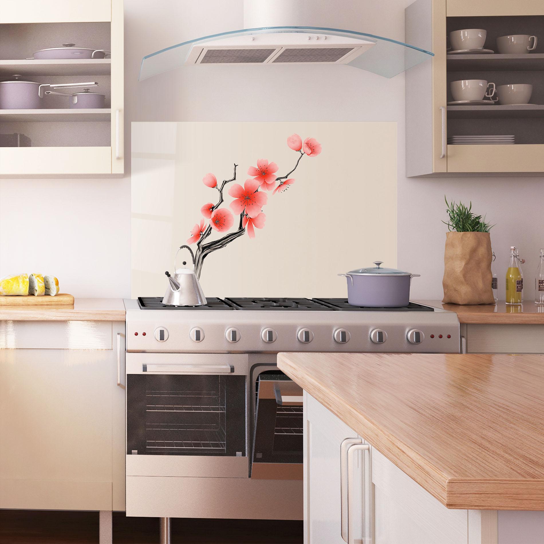 Panou Sticla Bucatarie Chinese Plum Blossom mockup 1