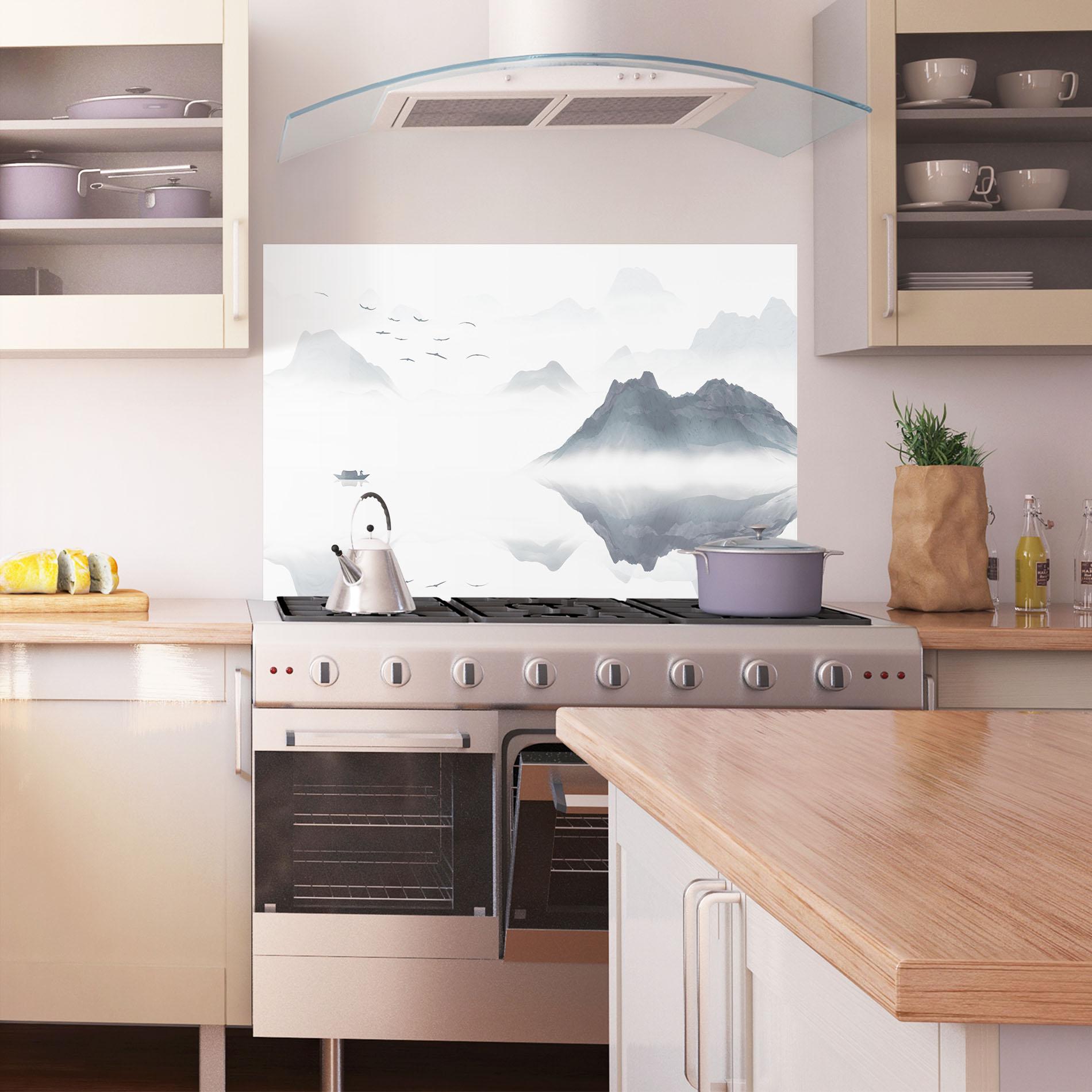 Panou Sticla Bucatarie Chinese Style Mountains mockup 1