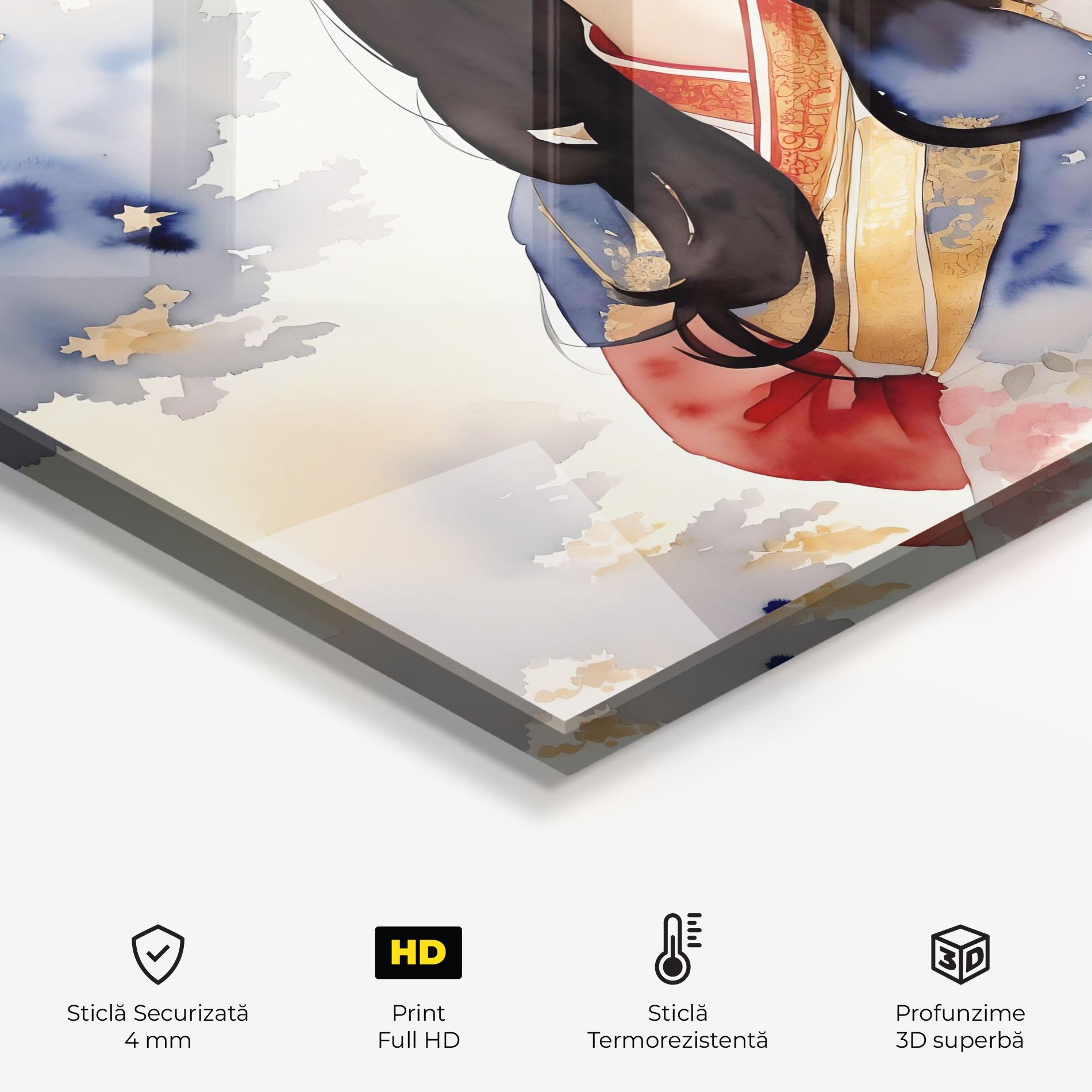 Panou Sticla Bucatarie Asian Woman Dancing mockup 2