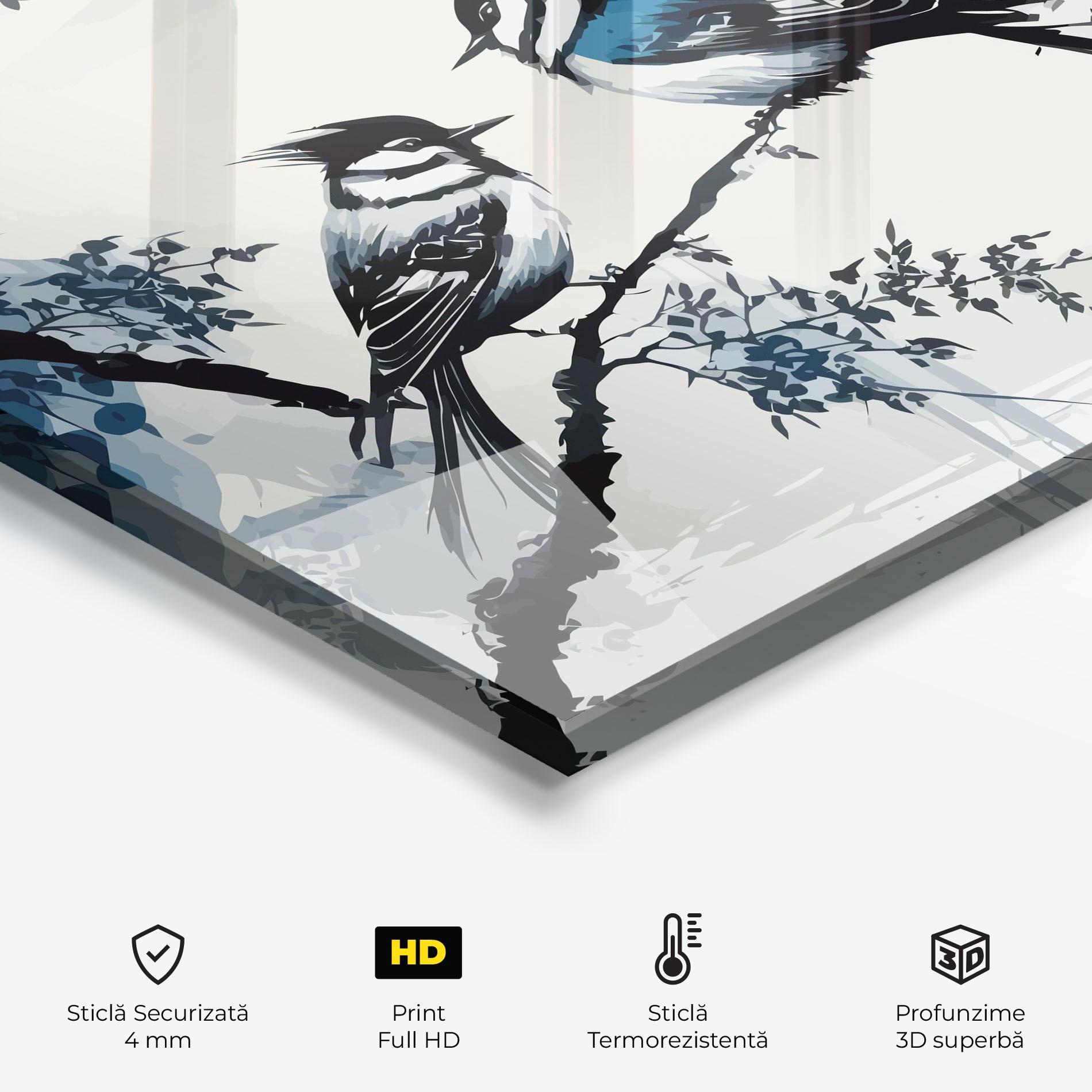 Panou Sticla Bucatarie Asiatic Blue Bird mockup 2