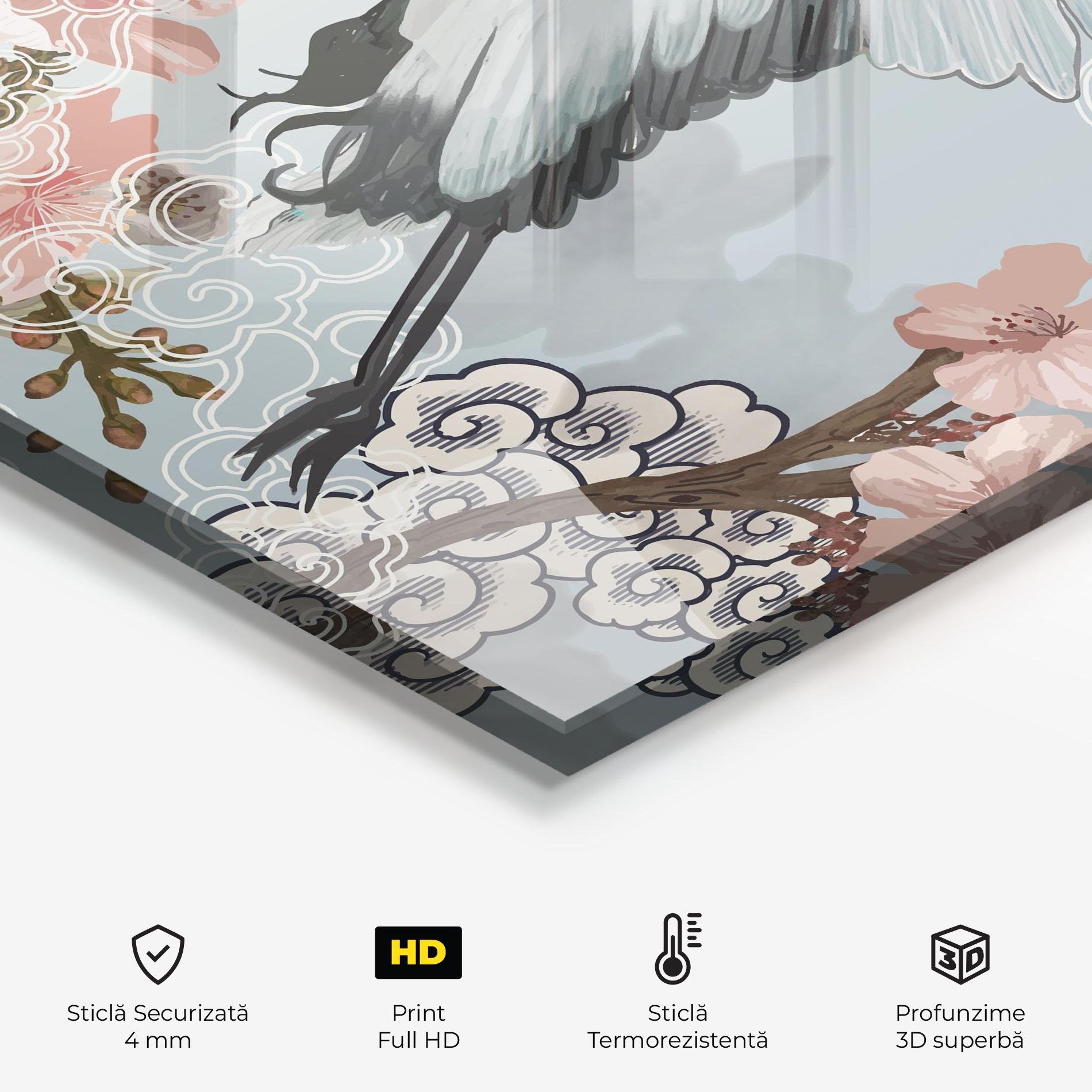 Panou Sticla Bucatarie Beautiful Asiatic Bird mockup 2