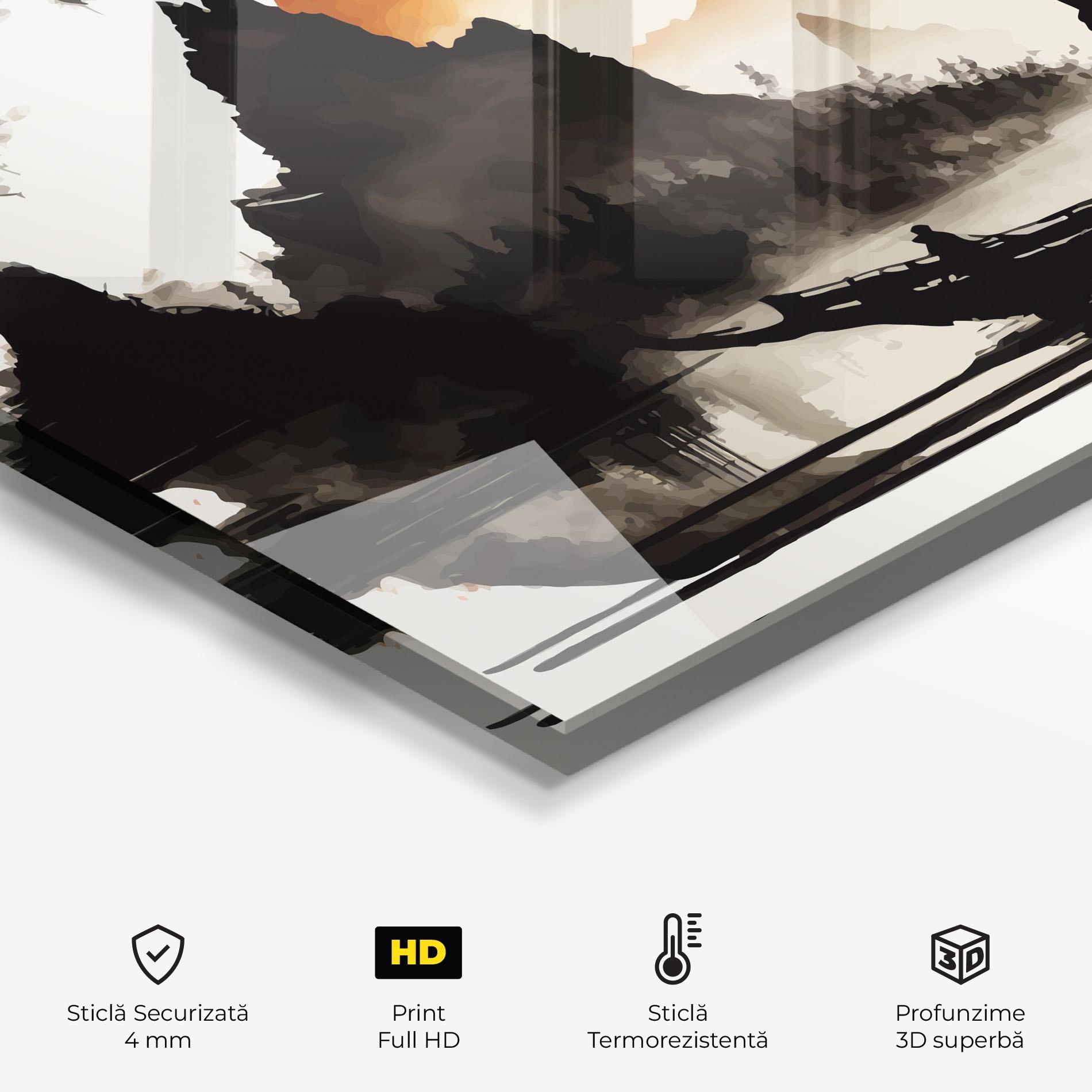 Panou Sticla Bucatarie Black Asiatic Boat mockup 2