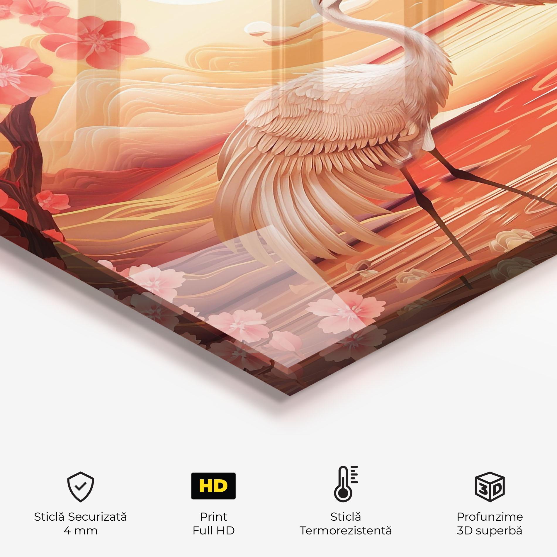 Panou Sticla Bucatarie Chinese Pink Painting mockup 2