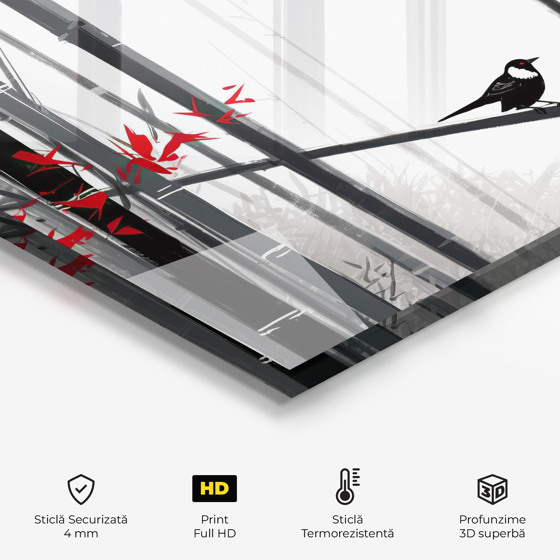 Panou Sticla Bucatarie Chinese Red Leafs mockup 2